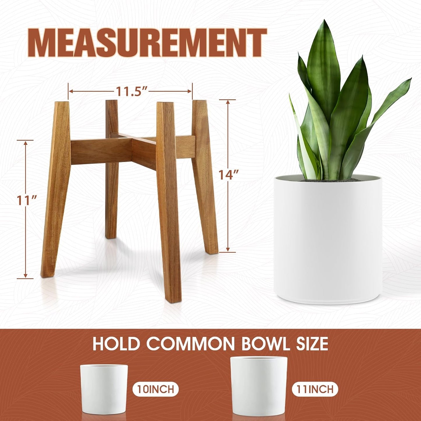 Wooden Plant Stand Indoor, Mid Century Planter Stand, Acacia Wood, 11 Inch | Furniture-grade acacia wood plant stand