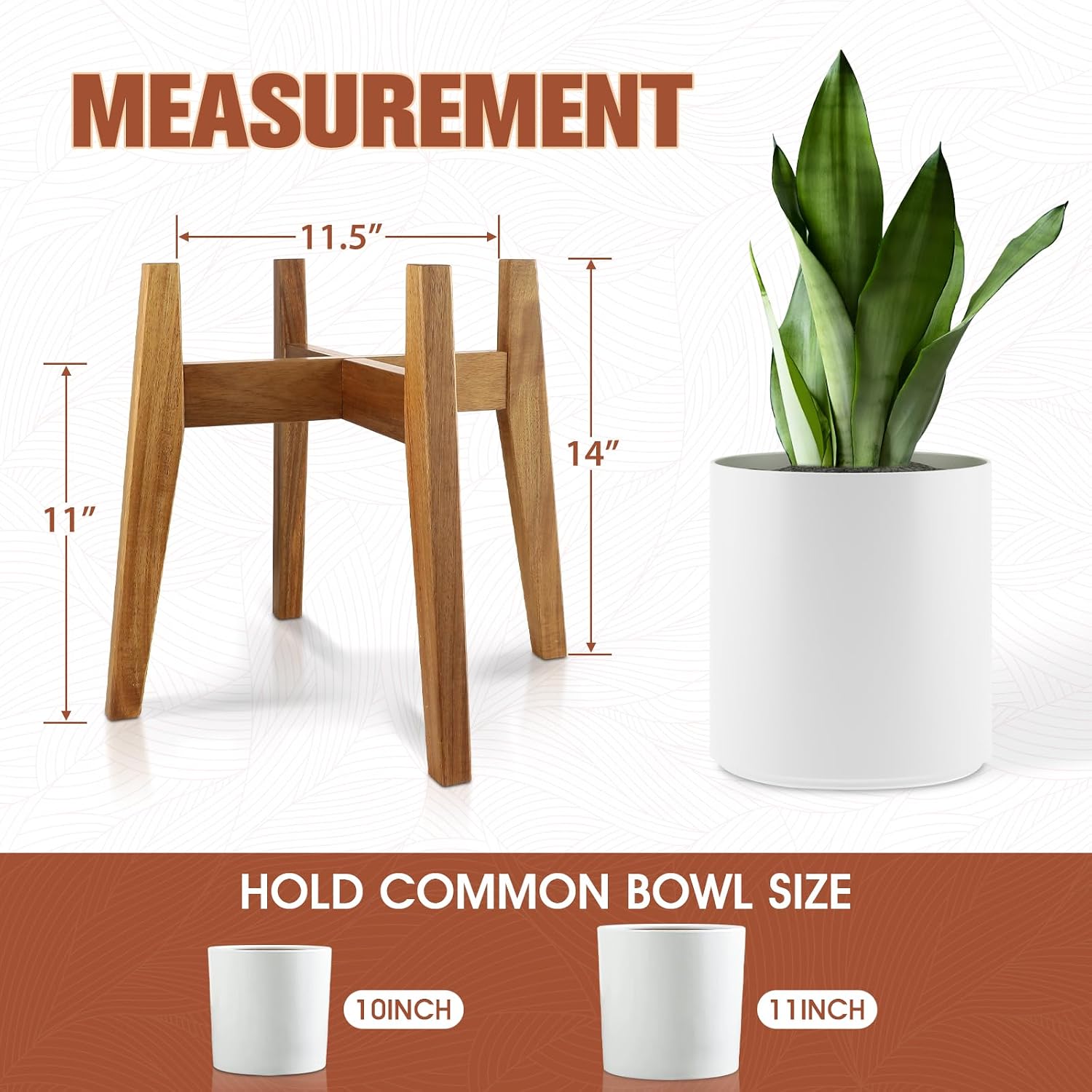 Wooden Plant Stand Indoor, Mid Century Planter Stand, Acacia Wood, 11 Inch | Furniture-grade acacia wood plant stand