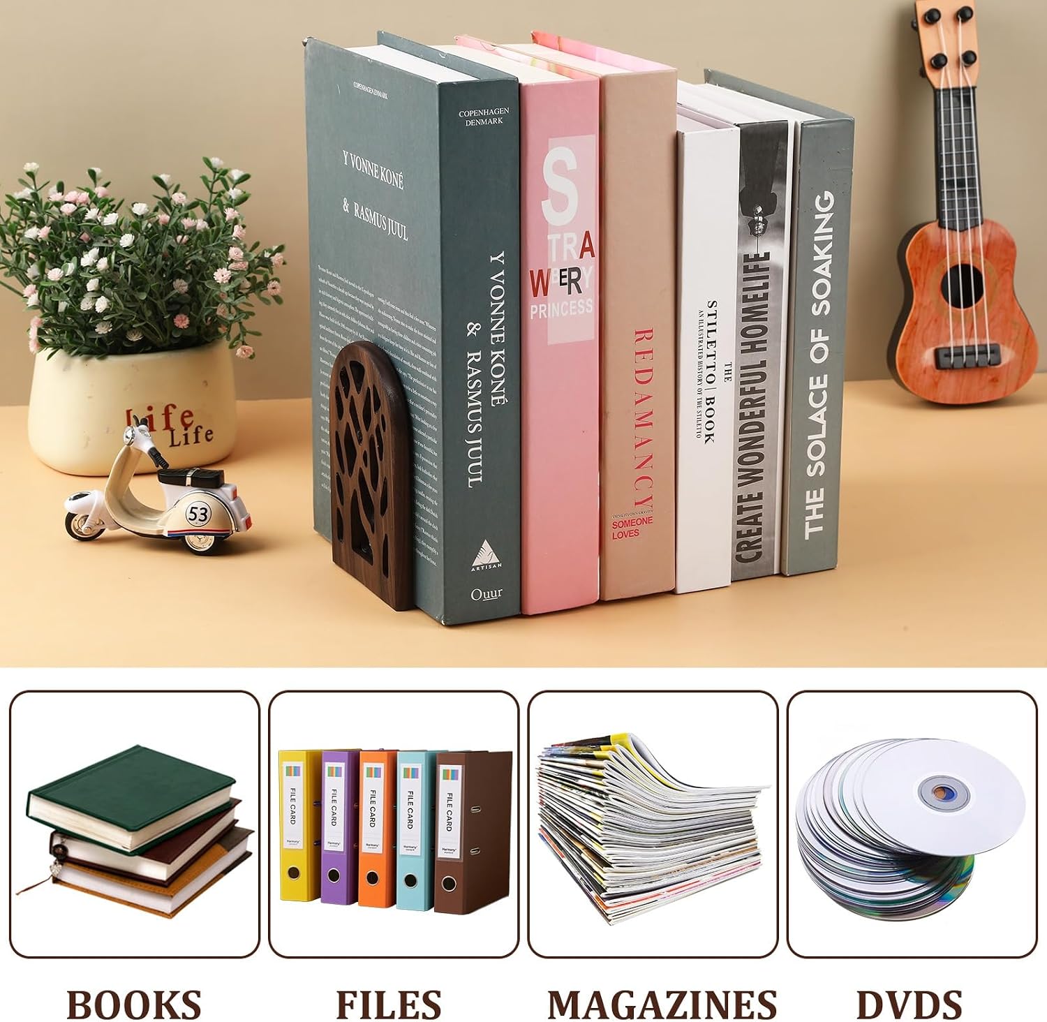 Wood Tree Book Ends / Set of 2