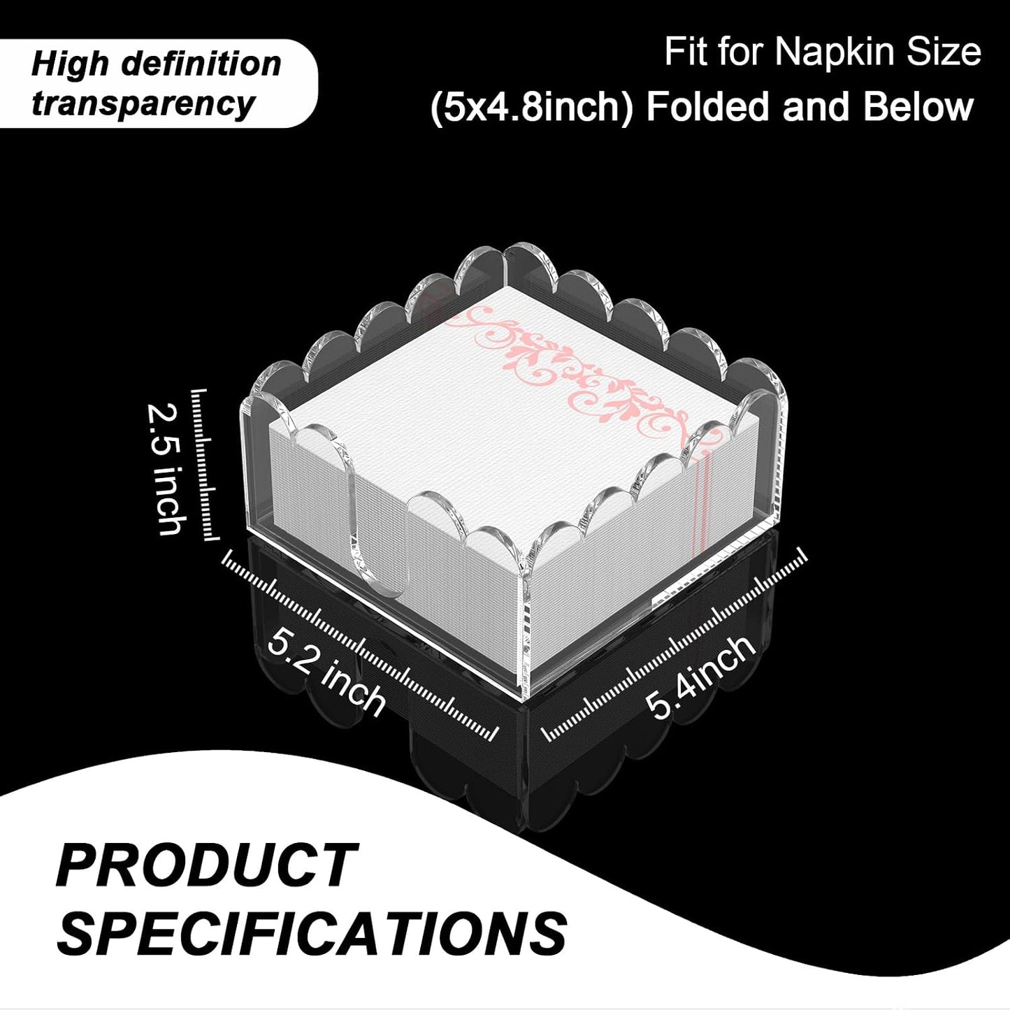 Scalloped Tray and Dispenser / Cocktail Napkin Holder / Clear