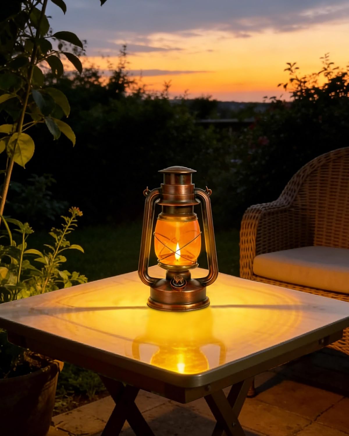 2 Pack Battery Operated Vintage Hanging Lanterns, IP65 Waterproof | 2 Modes (Steady & Flickering), Battery Included