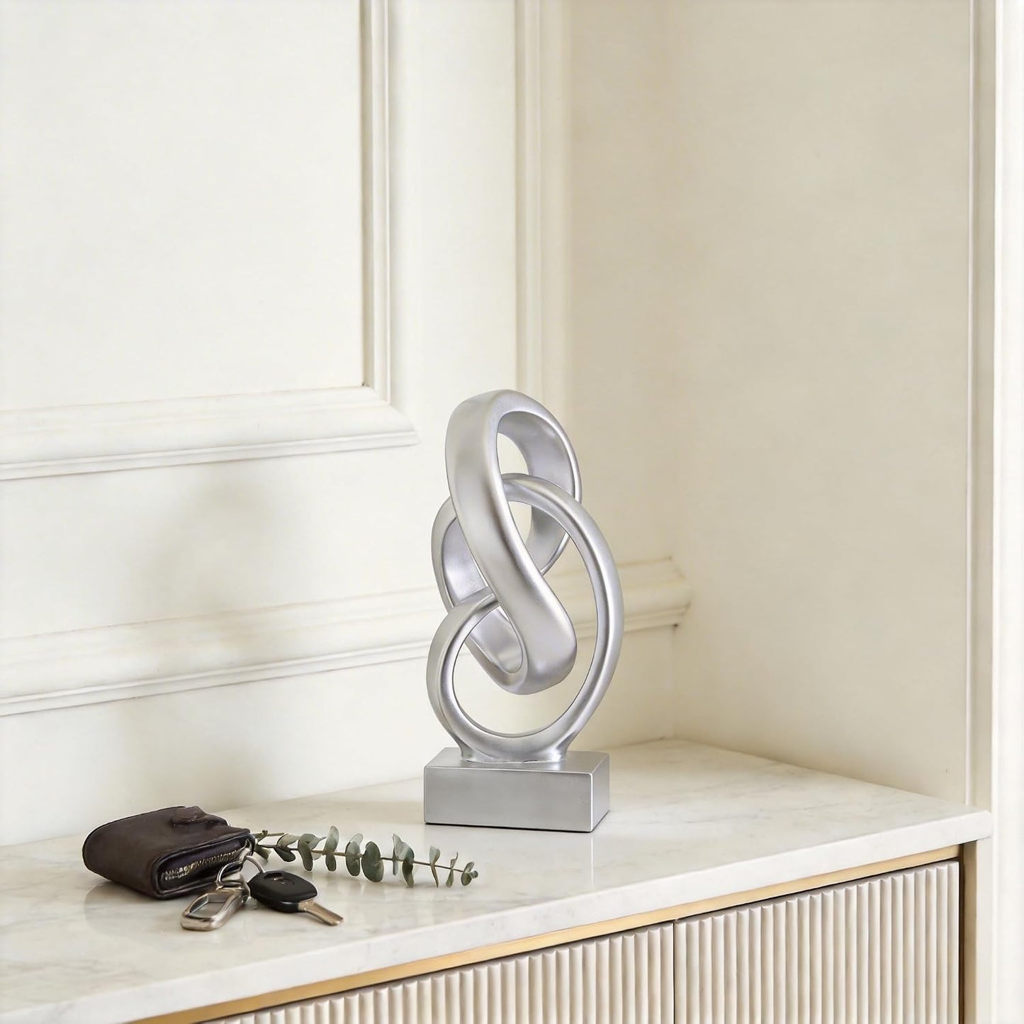 Modern Abstract Knot Sculpture / Silver