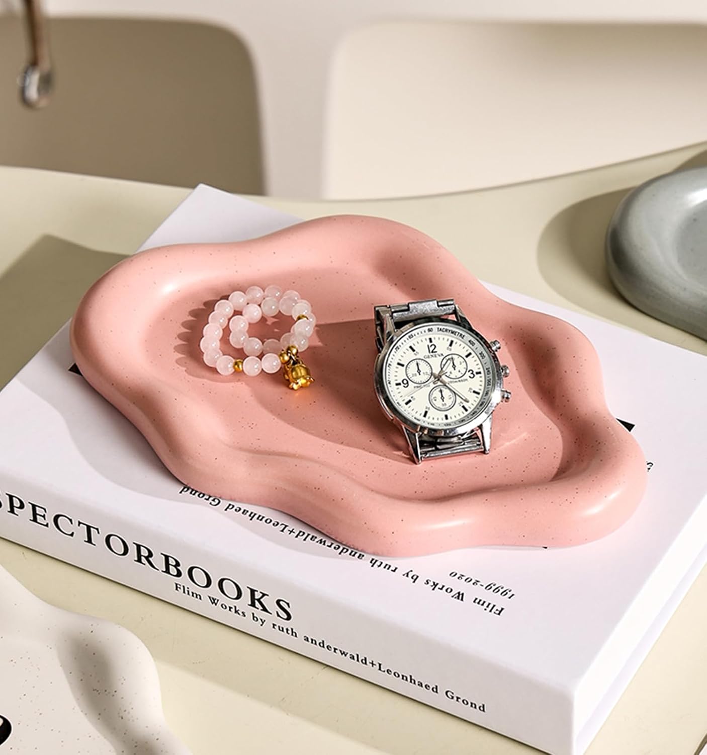 Watch Keys Tray Ring Dish / Spotted Matte Pink