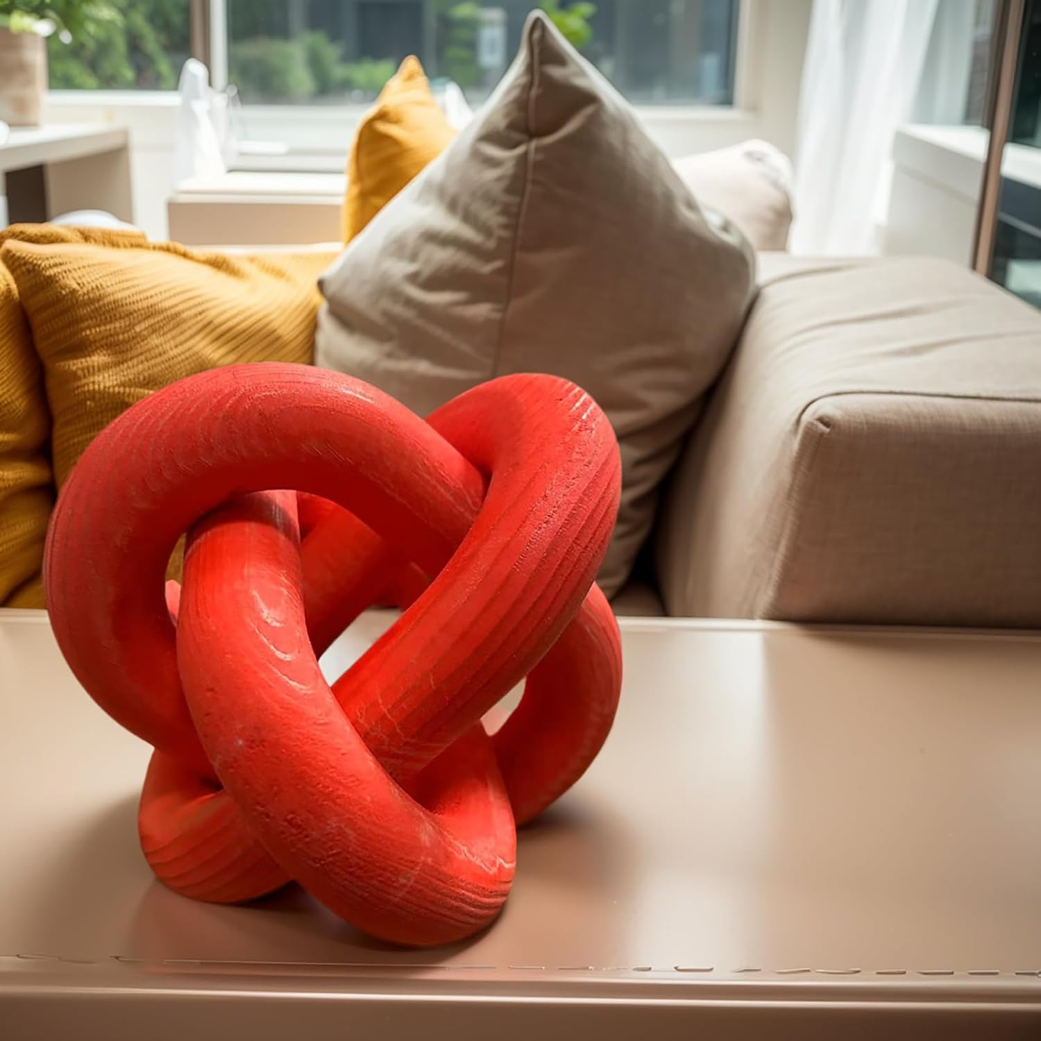 Wood Knot Chain Link Decor / Red