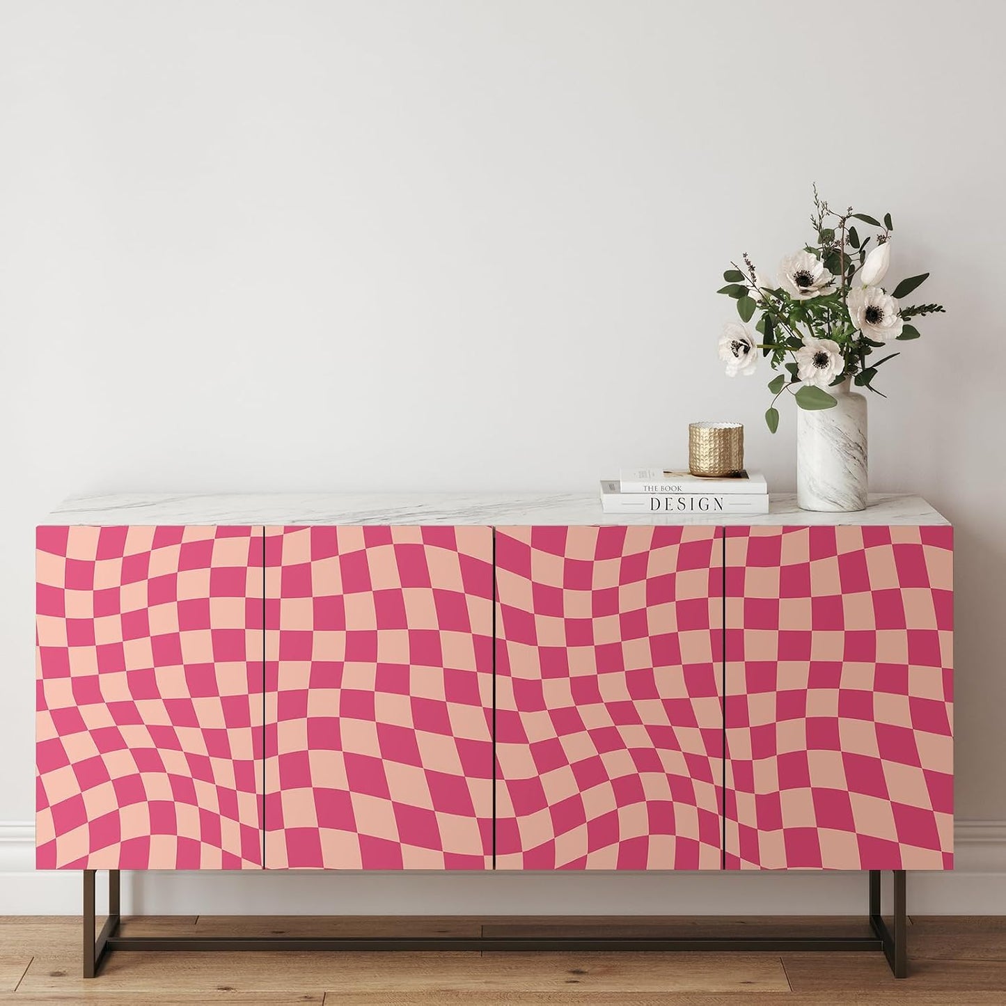 15.75''x118'' Checkered Peel and Stick Wallpaper Aesthetic Removable Contact Paper Preppy / Rose Red