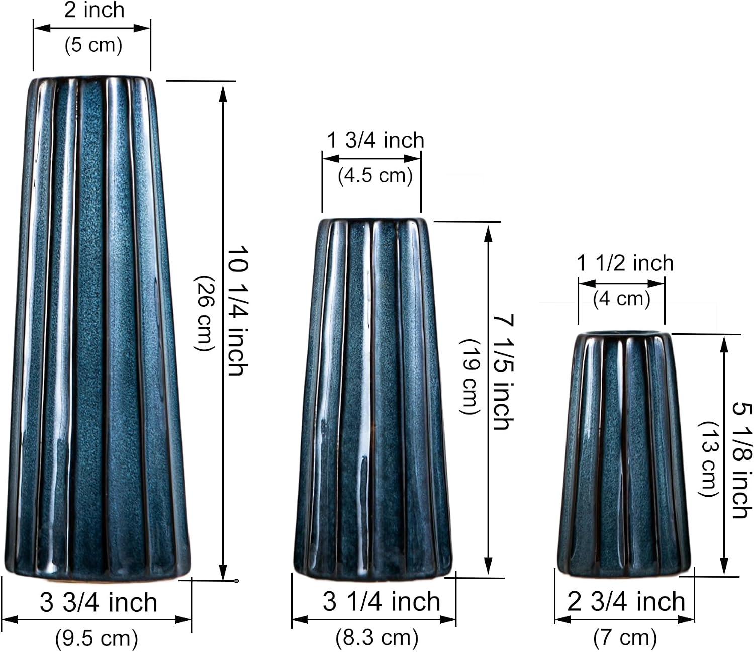 Ceramic Vase / Modern Vases / Blue / Set of 3