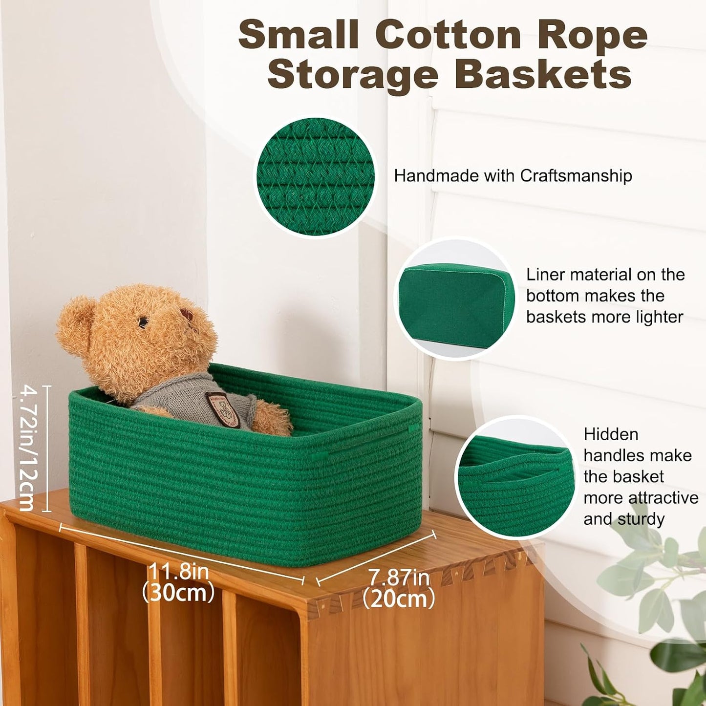 Woven Decorative Gift Baskets / Green / /11.81''lx7.87''wx4.72''h / Set of 3