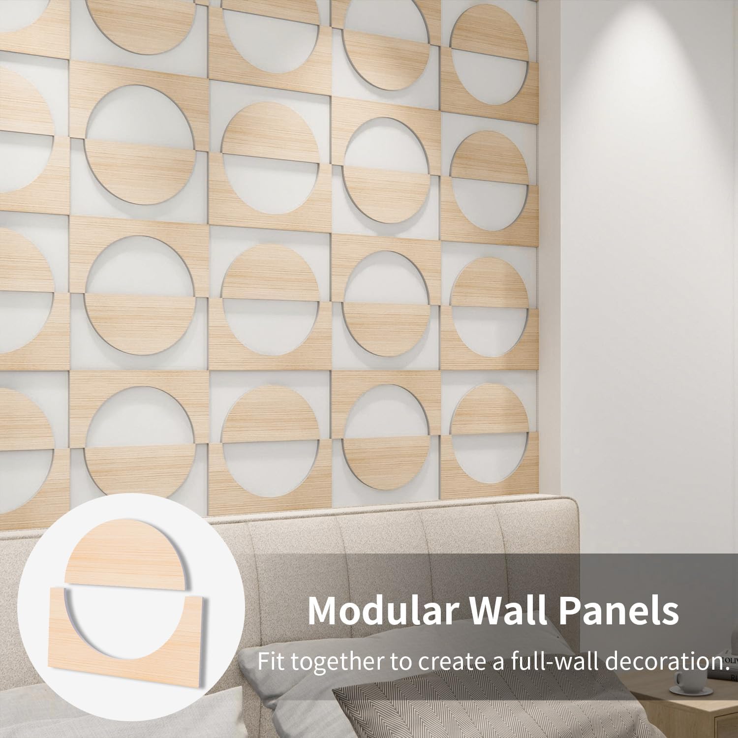 PVC Modular Decorative Fretwork Accent Wall Panels / Half Circle-oak / Set of 12