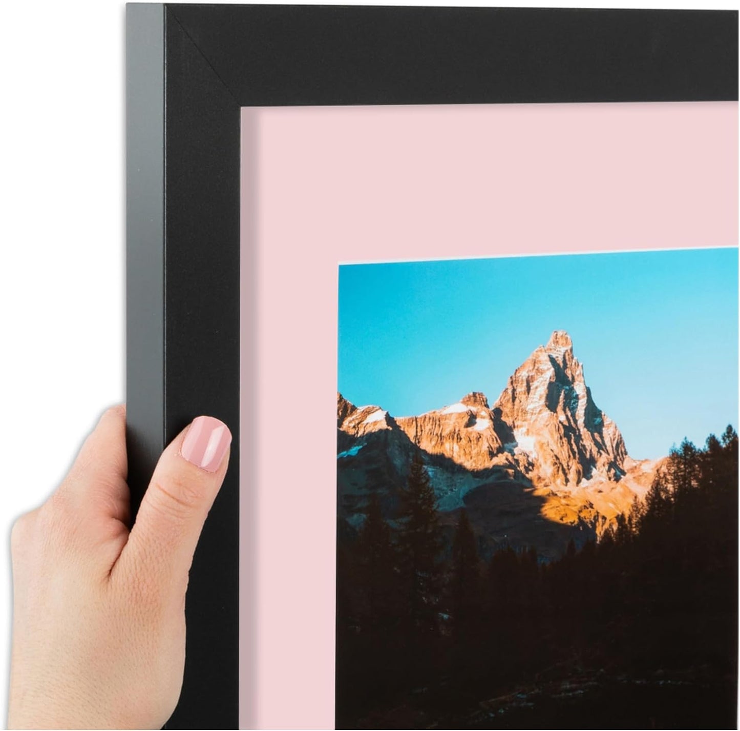 ArtToFrames Collage Picture Frame 3 Opening 3-5x7 Photo Frame | Made in USA | Black Frame Hollyhock and Black Mats