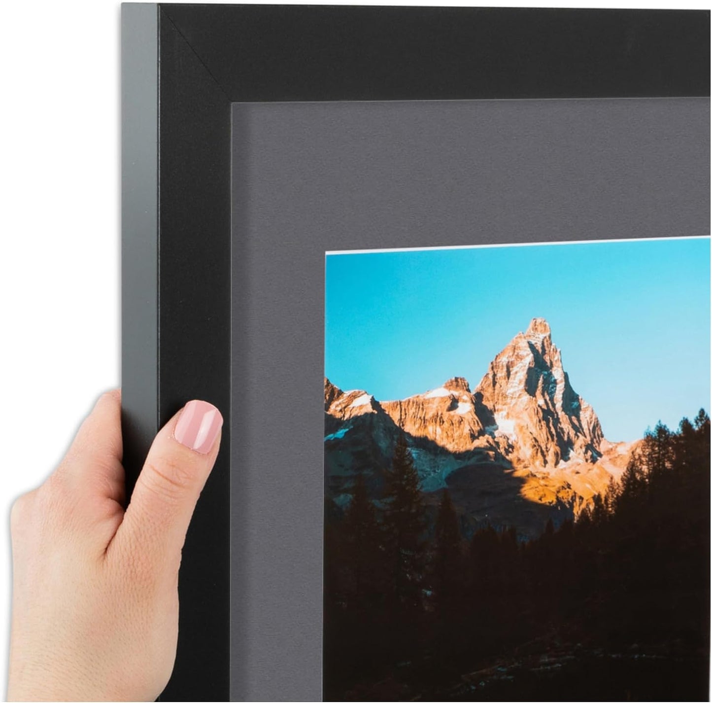 ArtToFrames Collage Picture Frame 3 Opening 3-5x7 Photo Frame | Made in USA | Black Frame Mountain Grey and Black Mats
