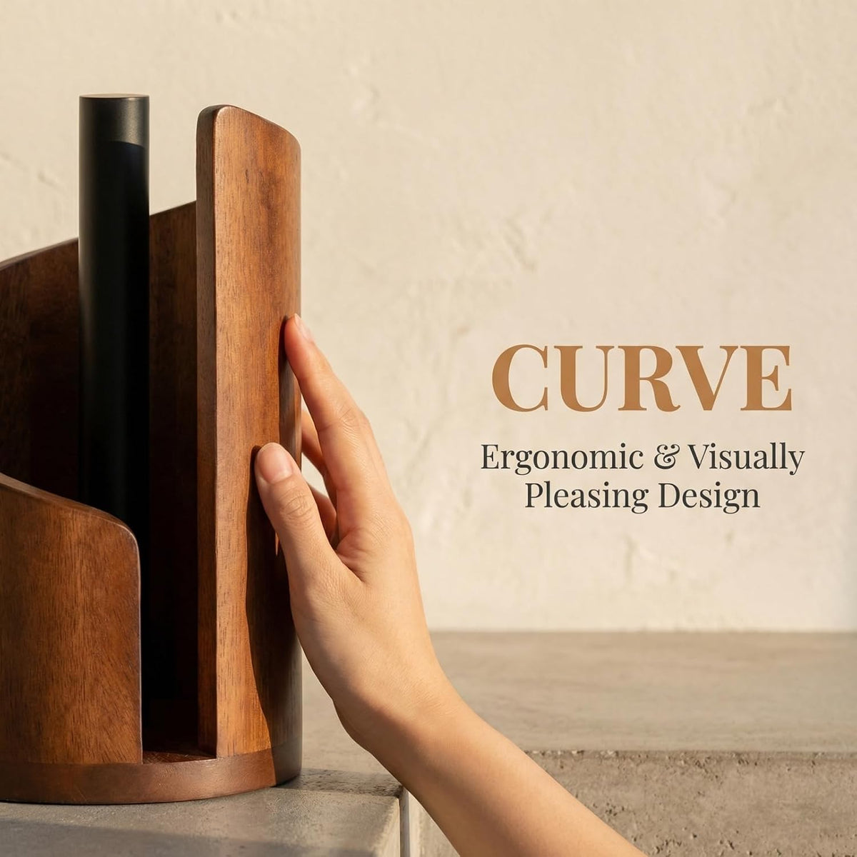 Yamagata Tissue Holder for countertop use, Made of Mango Wood, Sturdy and Stable, Rustic Style Decoration for Kitchen