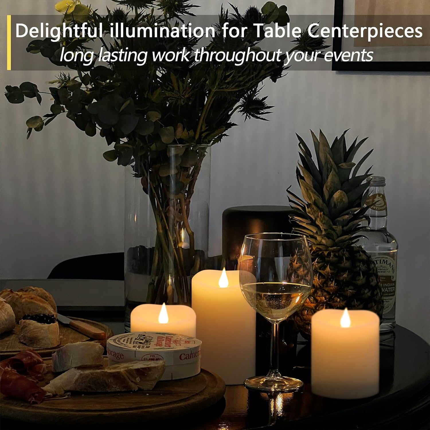 Flameless Candles Battery Operated with Remote Timer, 3D Moving Flame Flickering, Last 600+ Hours Battery Candles, 3" x