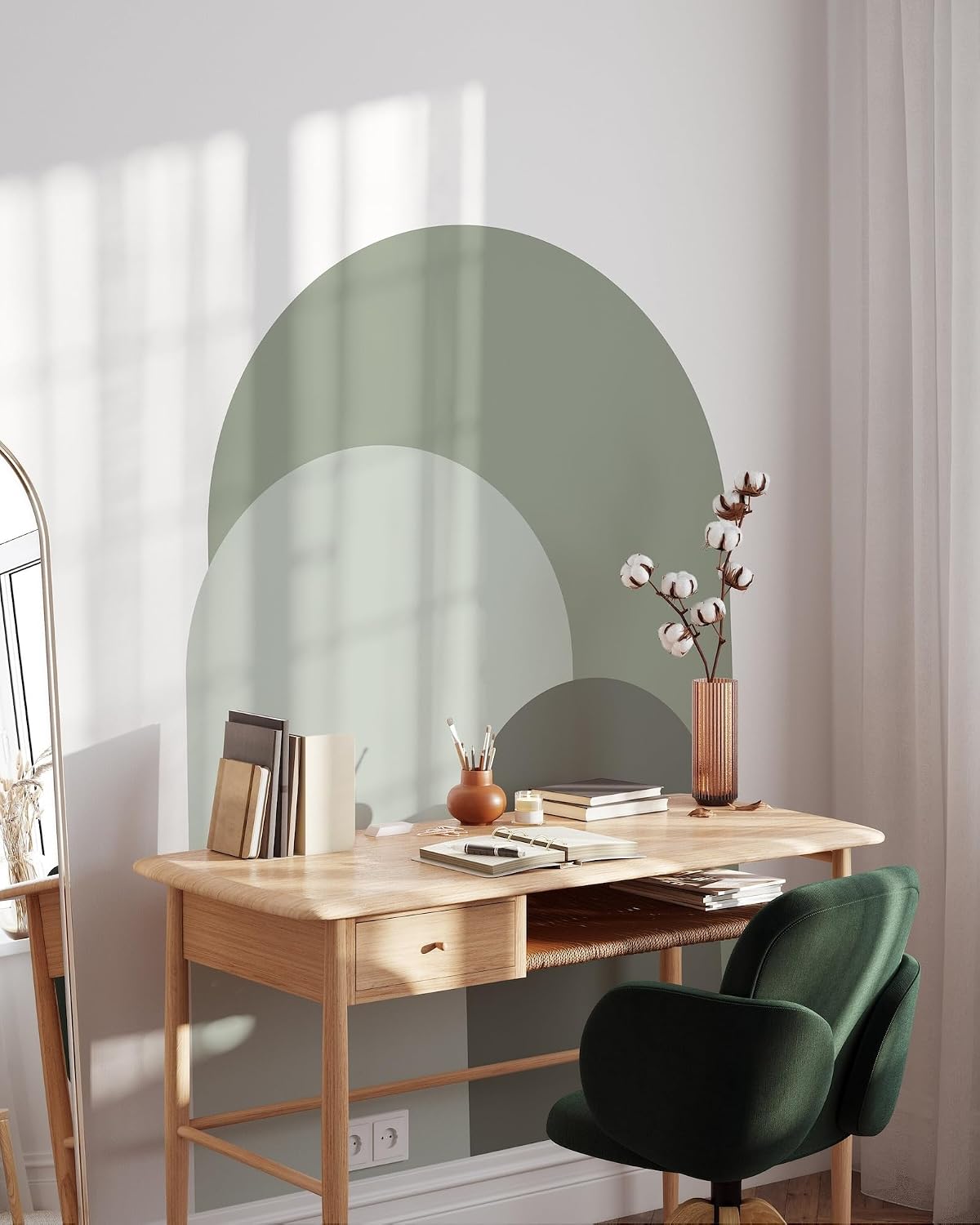 Dusty Modern Arch Wall Decal / 24"W x 48"H / Green