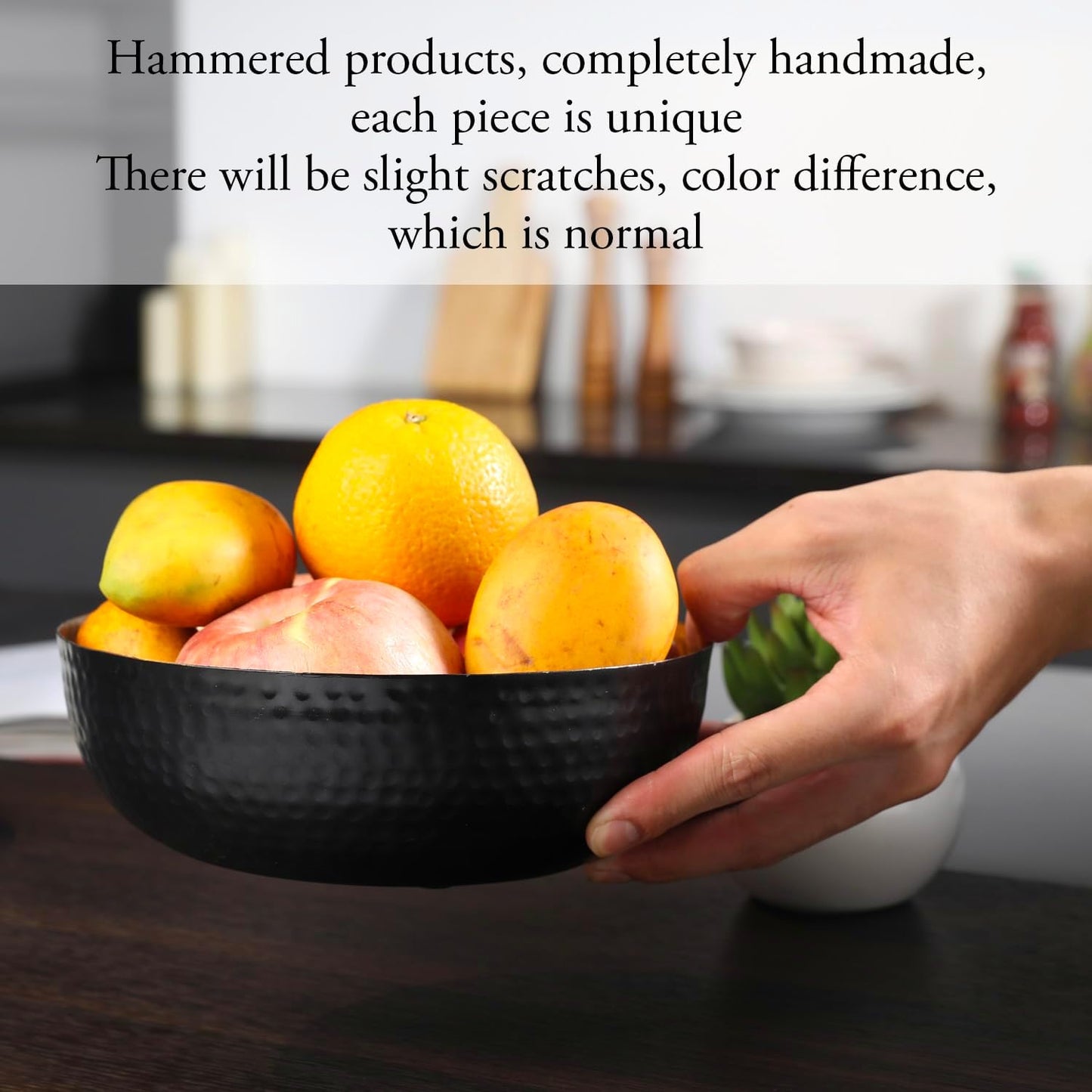 Metal Hammered Decorative Bowl / Black