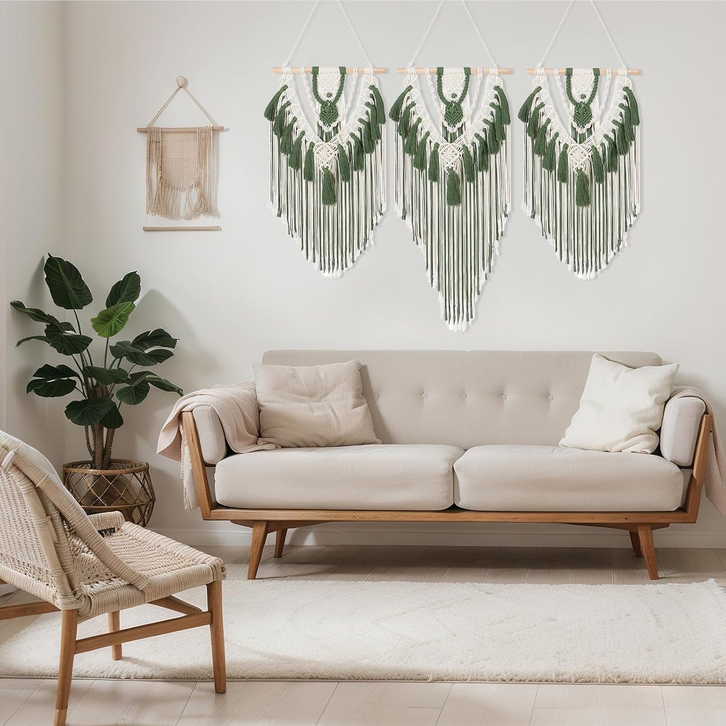 Large Boho Macrame Wall Hanging Wall Decor Bohemian Woven Handmade Tapestry / Green