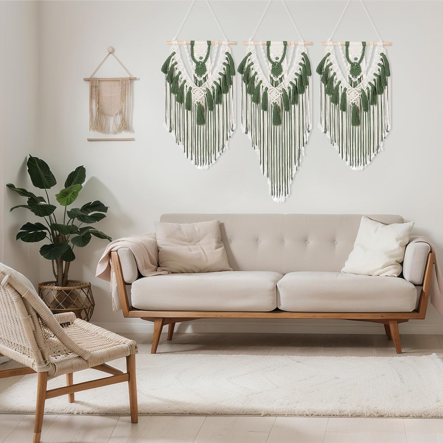 Large Boho Macrame Wall Hanging Wall Decor Bohemian Woven Handmade Tapestry / Green