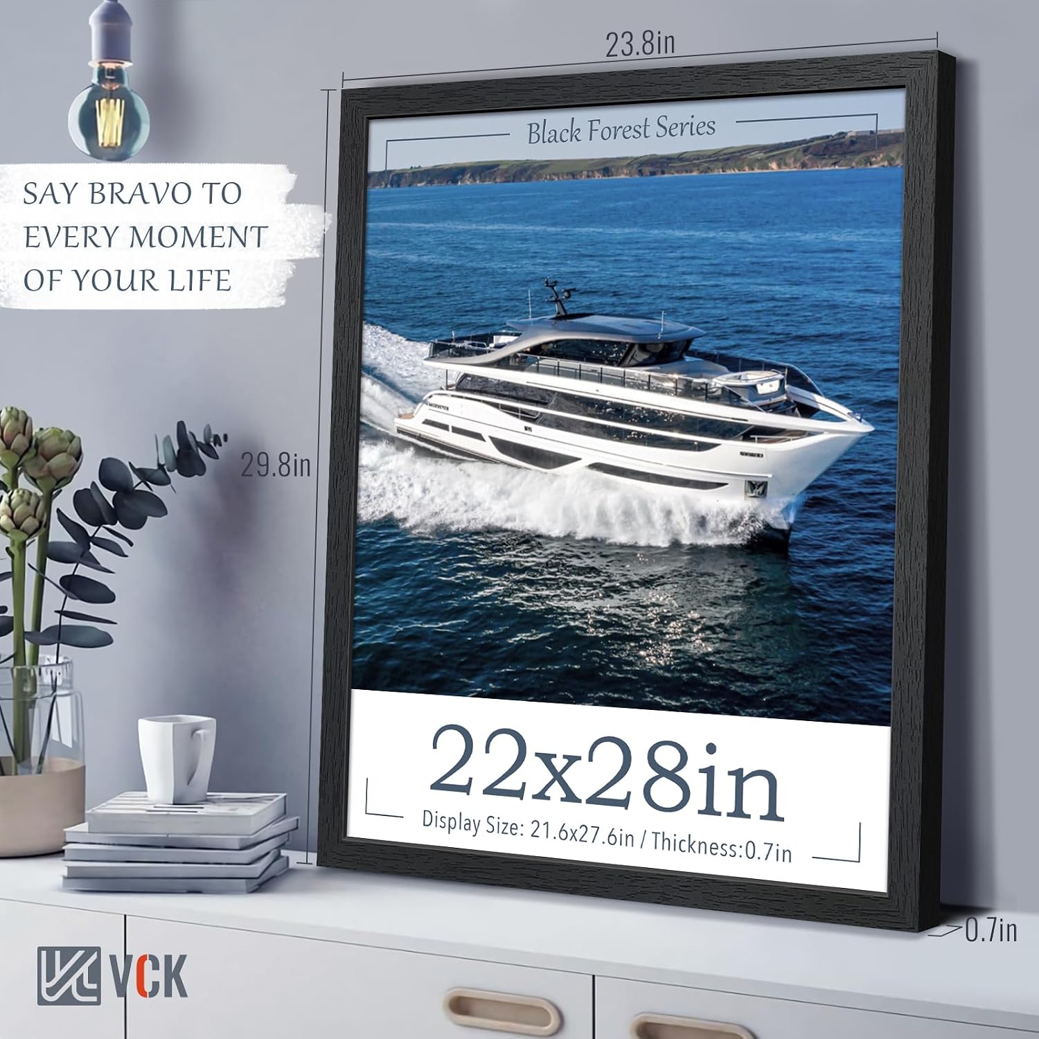 VCK 22x28 Poster Frame Solid Wood Black 3 Pack Picture Frames 22 x 28 Inches with Wall Mounting Hanging
