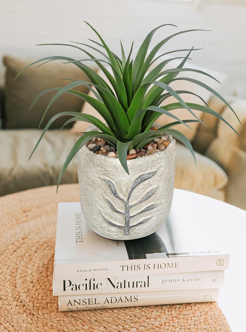 Small Artificial Succulents Plants Potted Fake Spiked Succulent Plant / Green #2 / Set of 2