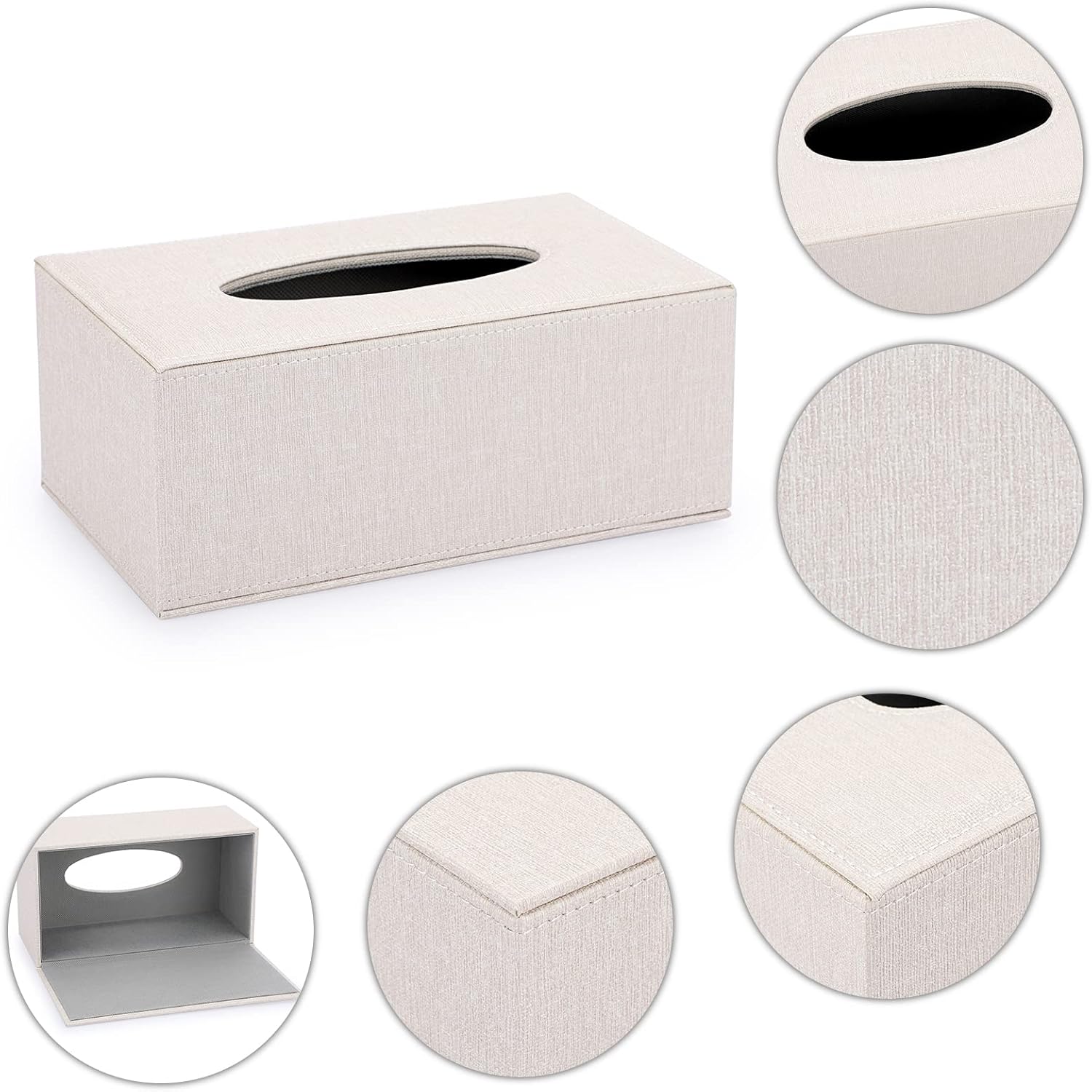 Tissue Box Cover Rectangle Linen Tissue Box / Medium / Beige