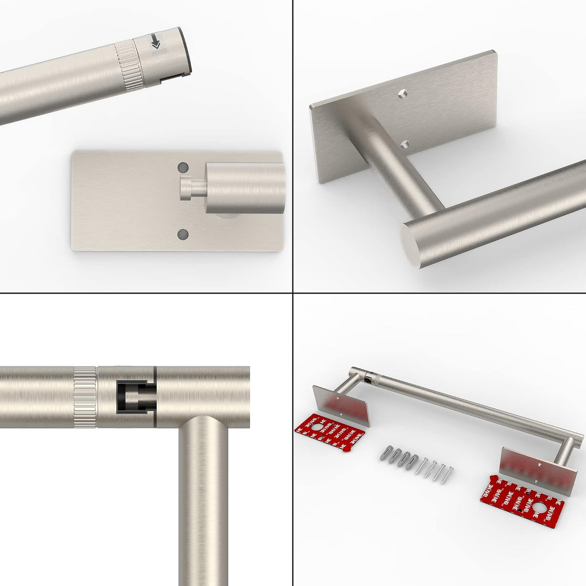RUACQ Paper Towel Holder Under Cabinet, Wall Mounted or Adhesive Stainless Steel Paper Towel Holder,Square Base Paper
