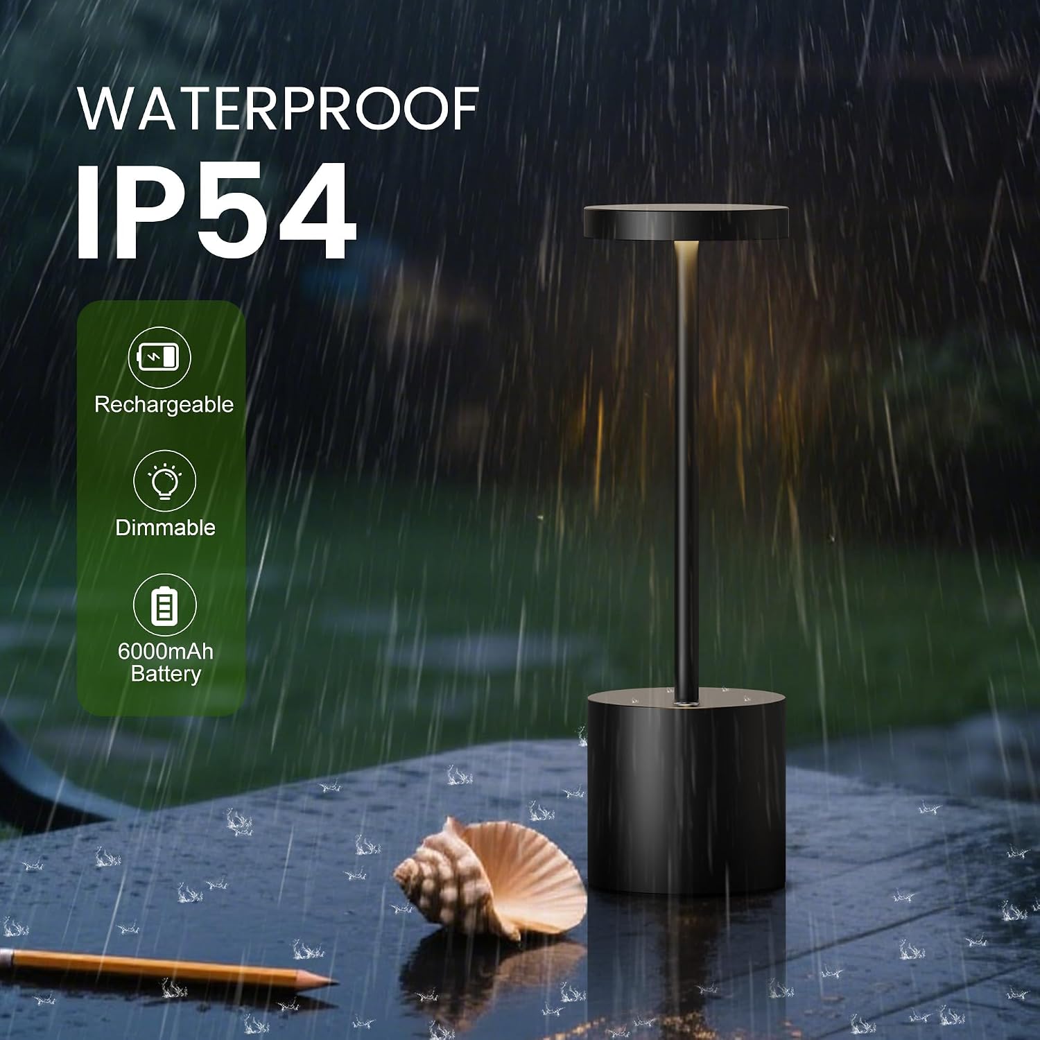 SAKRINGT 2 Pack Rechargeable Table Lamp, LED Cordless Table Lamp,5000mAh Battery Operated Portable Table Light,Dimming