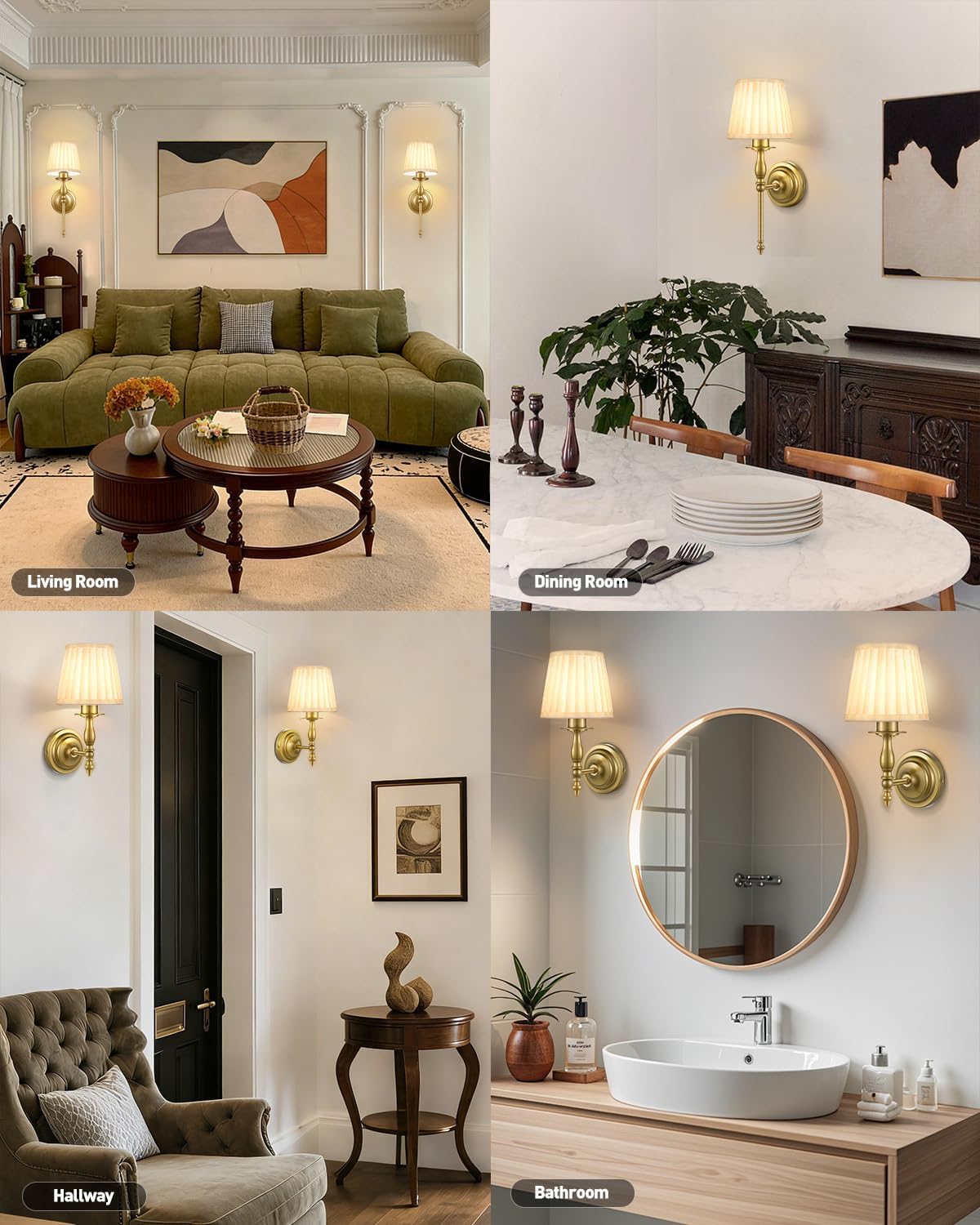 10000mAh Battery Operated Wall Sconce Set of 2,Rechargeable Wall Sconces set of Two,Vintage Gold Sconces Wall