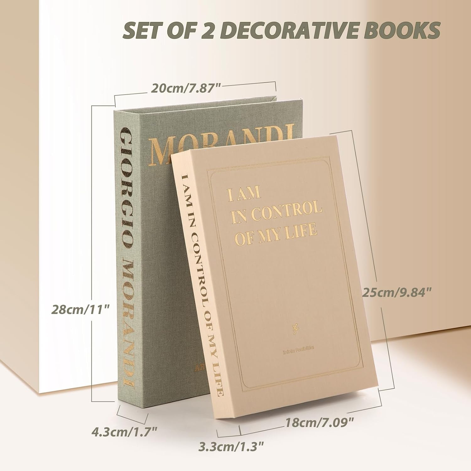 Fake/Faux Book Box / Sage-beige / Set of 2