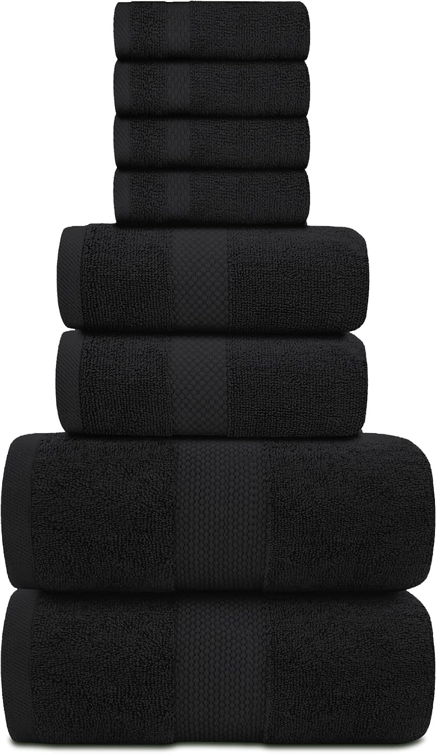 White Classic Luxury Bath Towel Set of 8 Pieces - 100% Turkish Cotton Highly Absorbent Towels for Bathroom, 2 Luxury