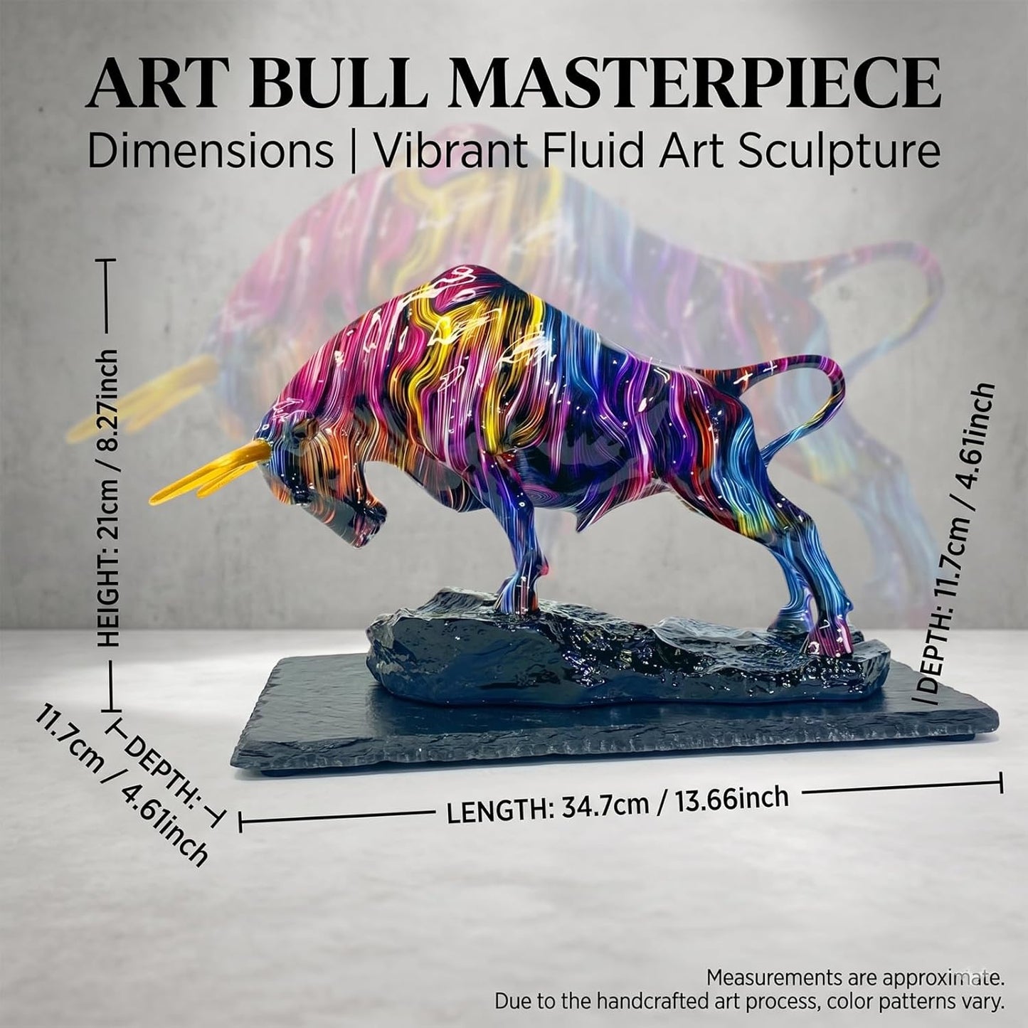 Abstract Fluid Art Bull Statue / Line