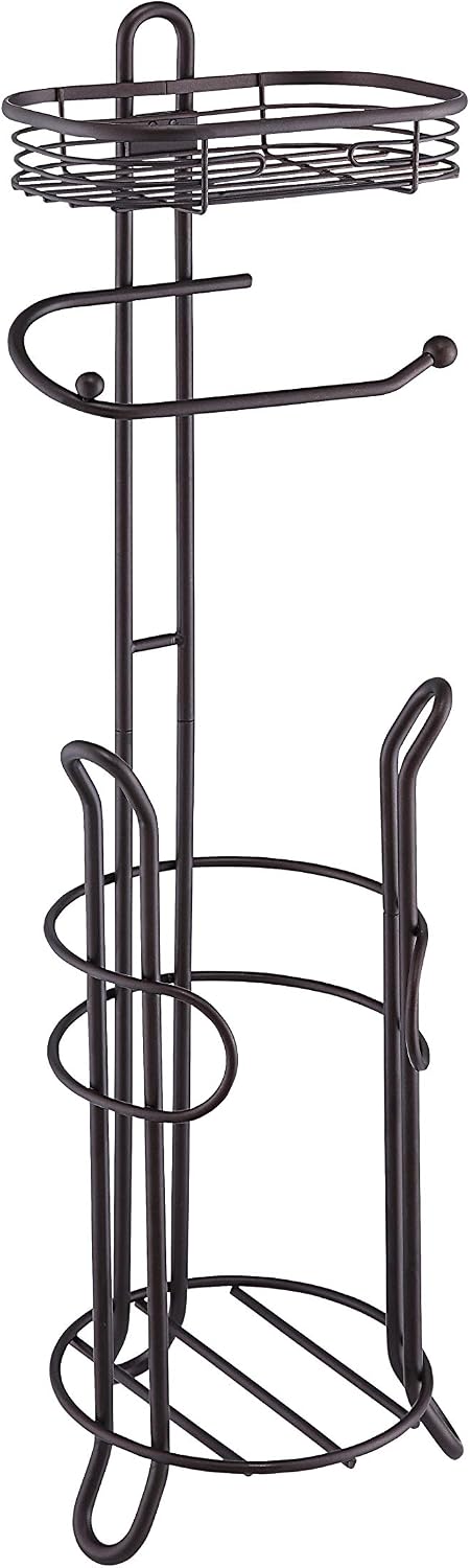 SunnyPoint Bathroom Heavyweight Toilet Tissue Paper Roll Storage Holder Stand with Reserve and Shelve, The Reserve Area