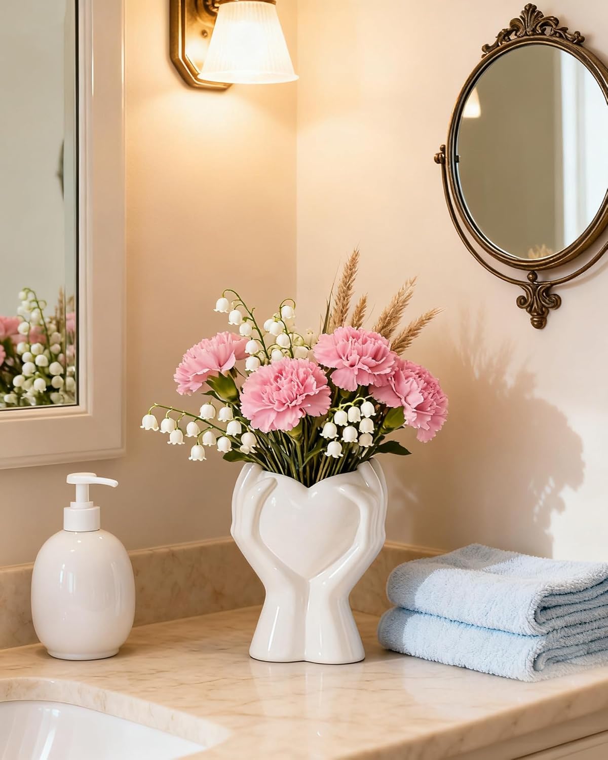 Modern Small Ceramic Flower Vase for Pampas Grass / White