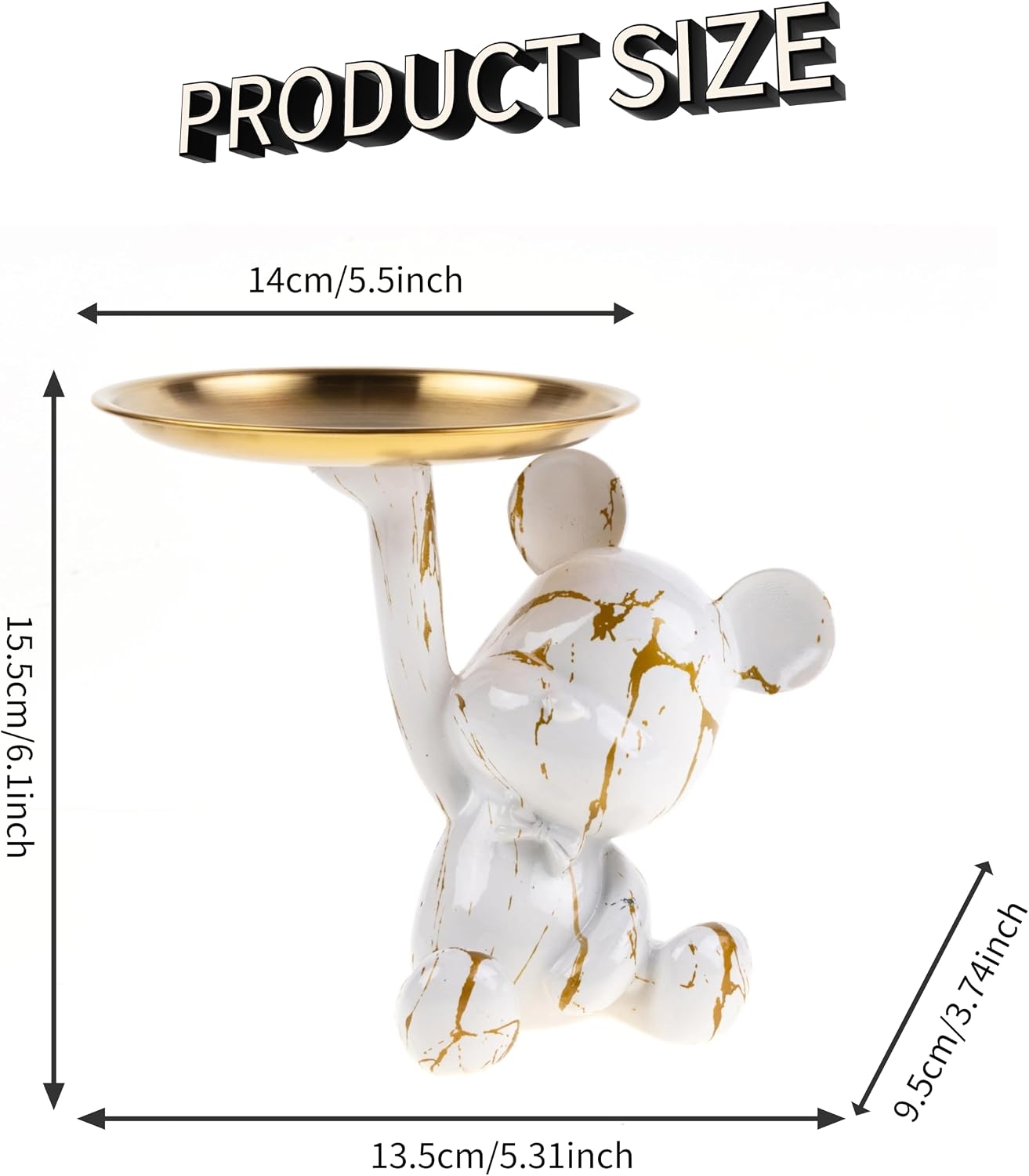 Bear Statue Suitable / White & Gold