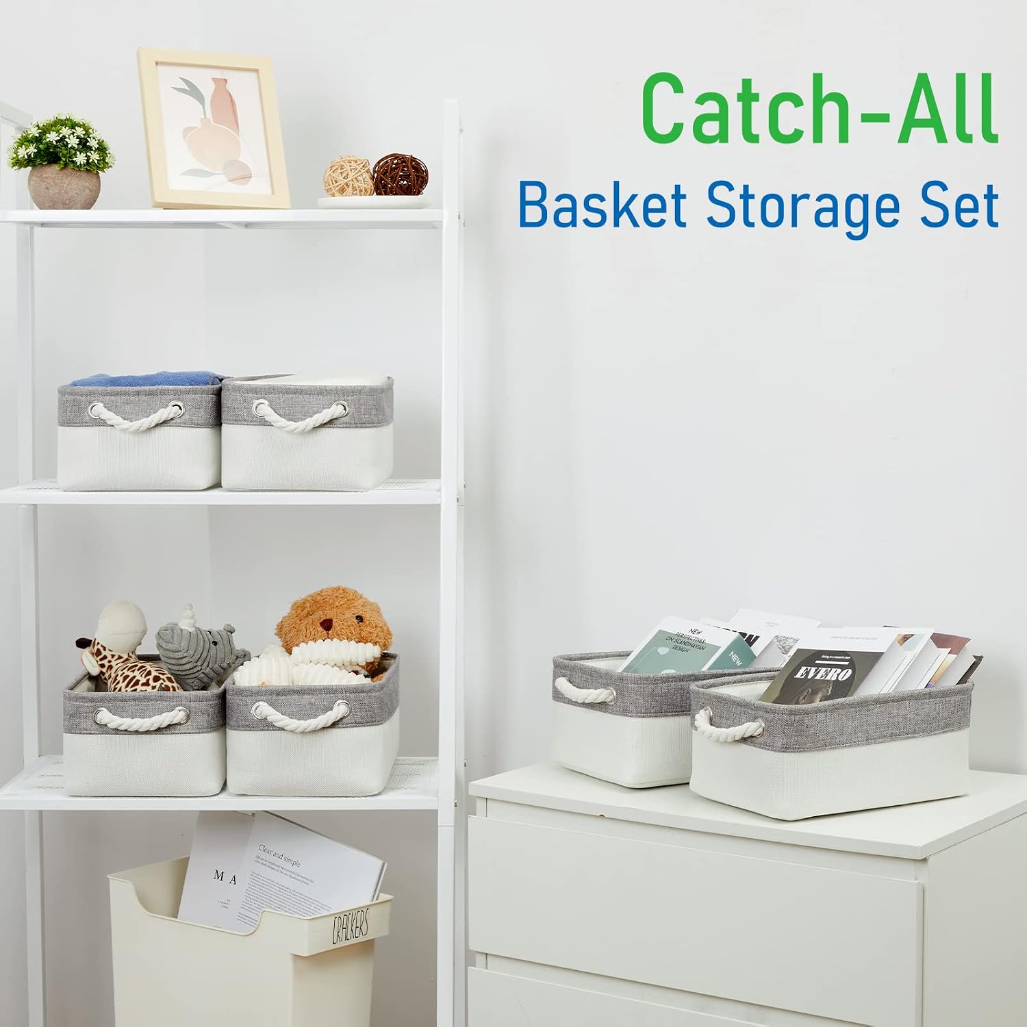 Grey & White Baskets / Grey&white / Set of 6