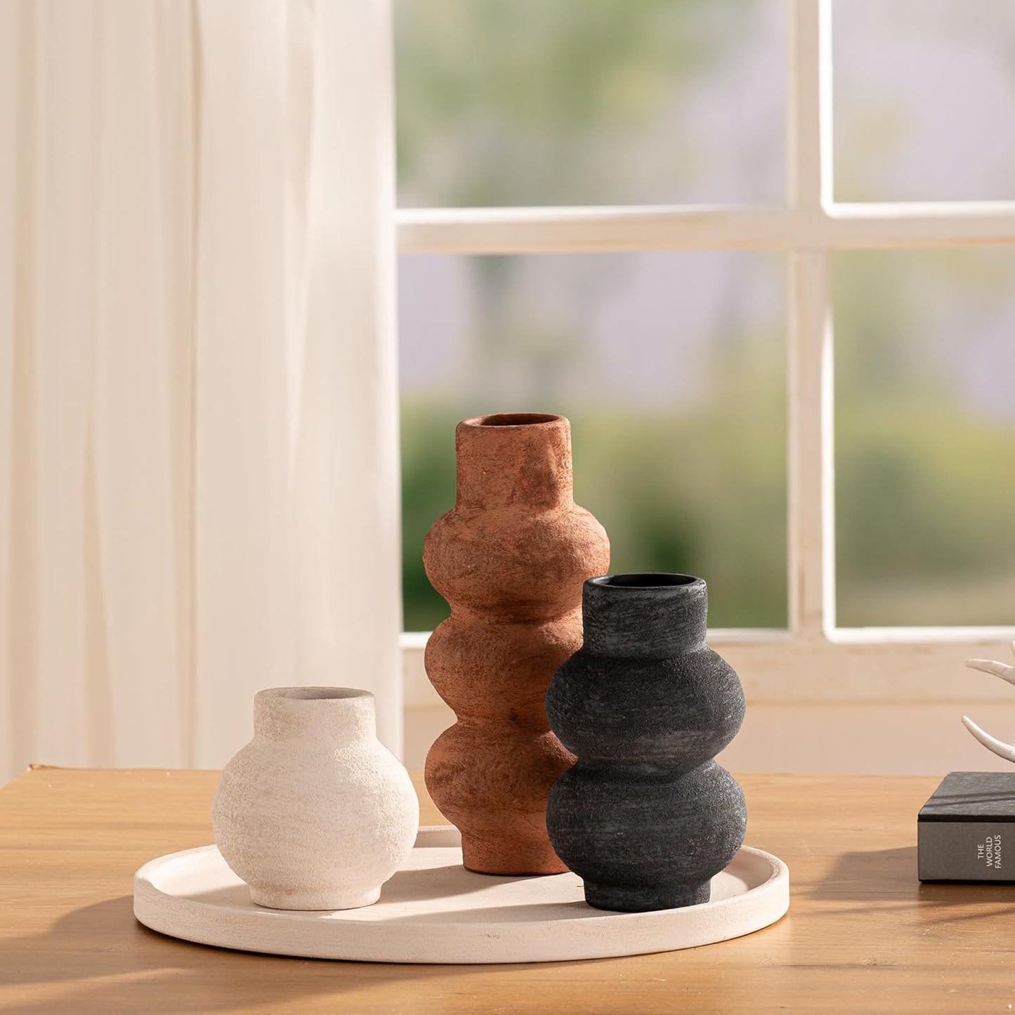 Ceramic Vase Home Table Decor / 11-rust / Set of 3