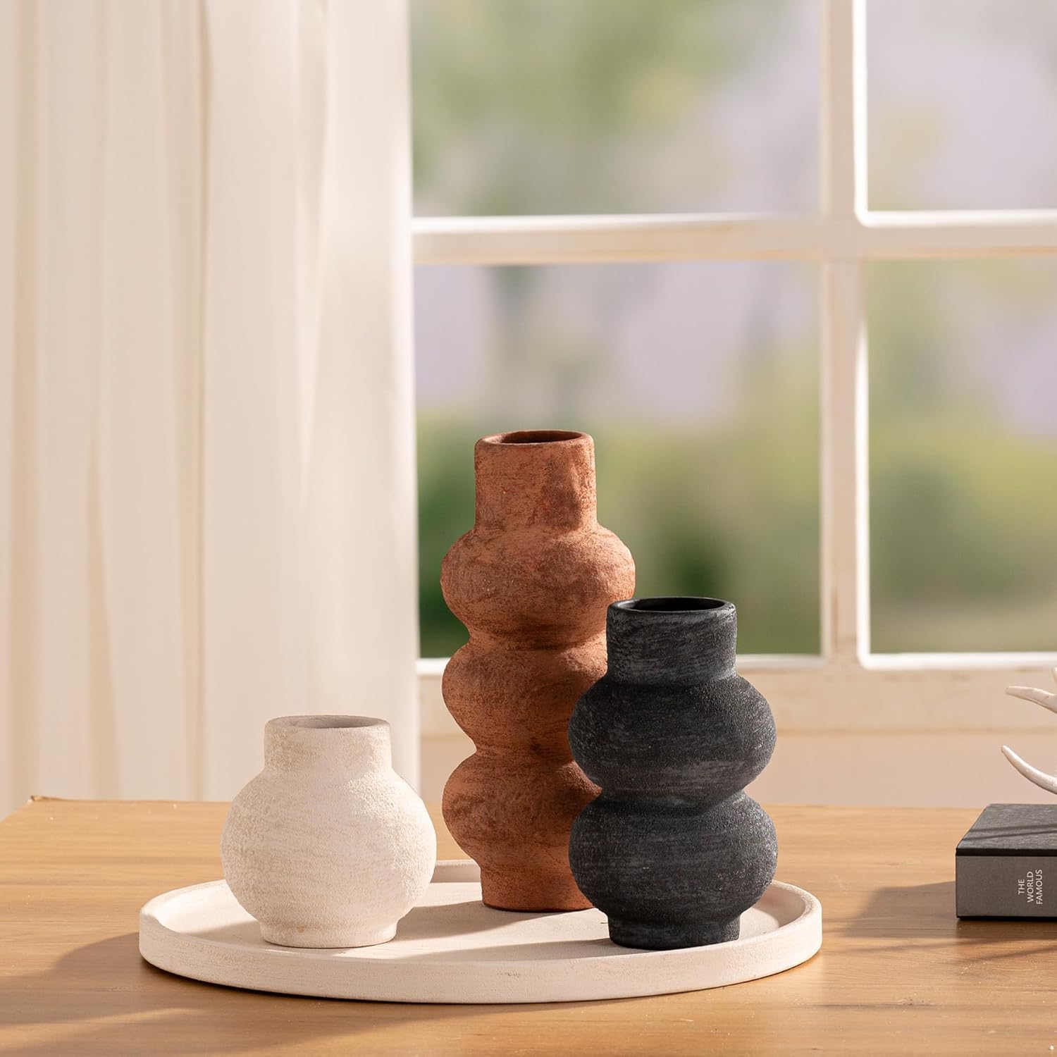 Ceramic Vase Home Table Decor / 11-rust / Set of 3
