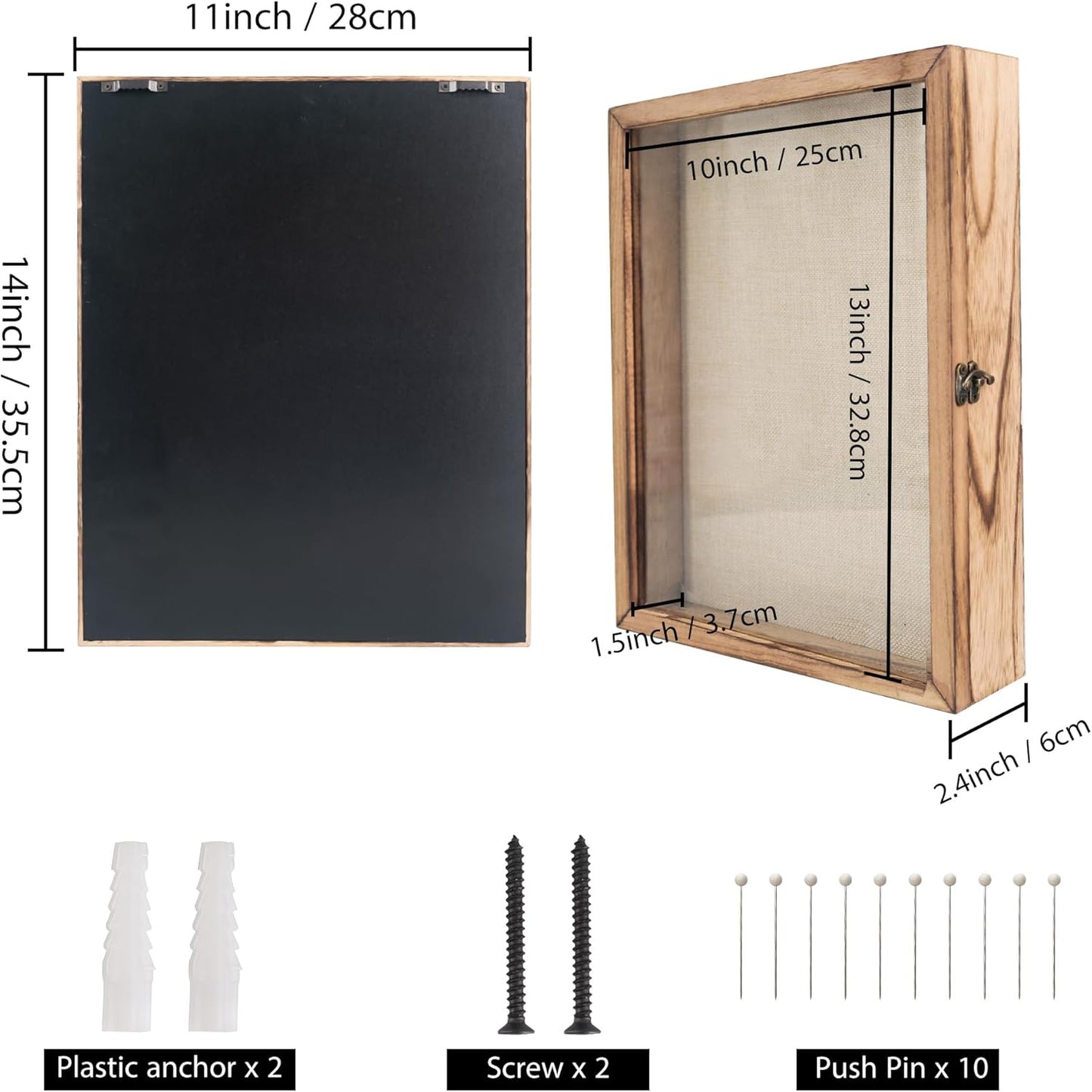 Large Shadow Box Frame 11x14 Display Case, Wood Wedding Bouquet Memory Box | Hinged Front Open Door with Tempered