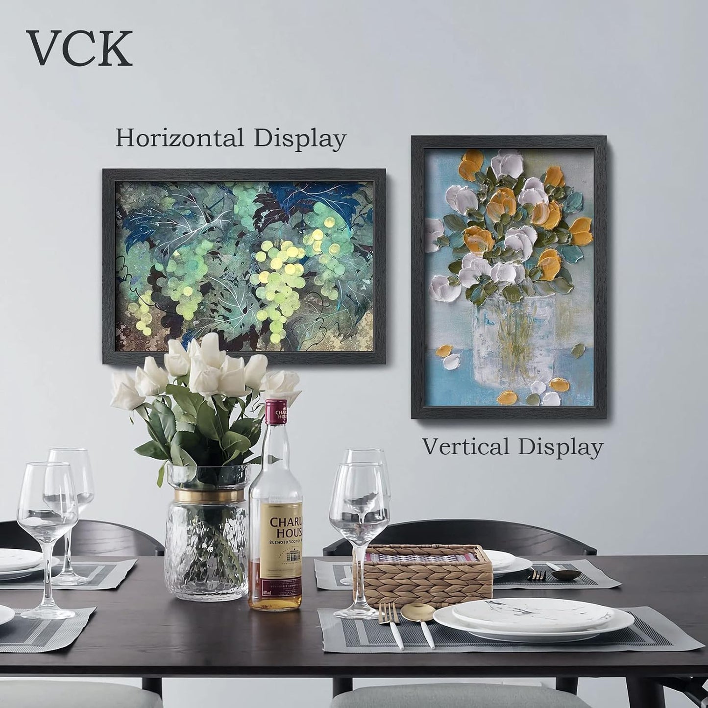 VCK 16x24 Frame Black 4 Pack, Wide Thick Wood Border, for Poster/Prints | Exclusive Woodgrain, Wall Hanging, HD