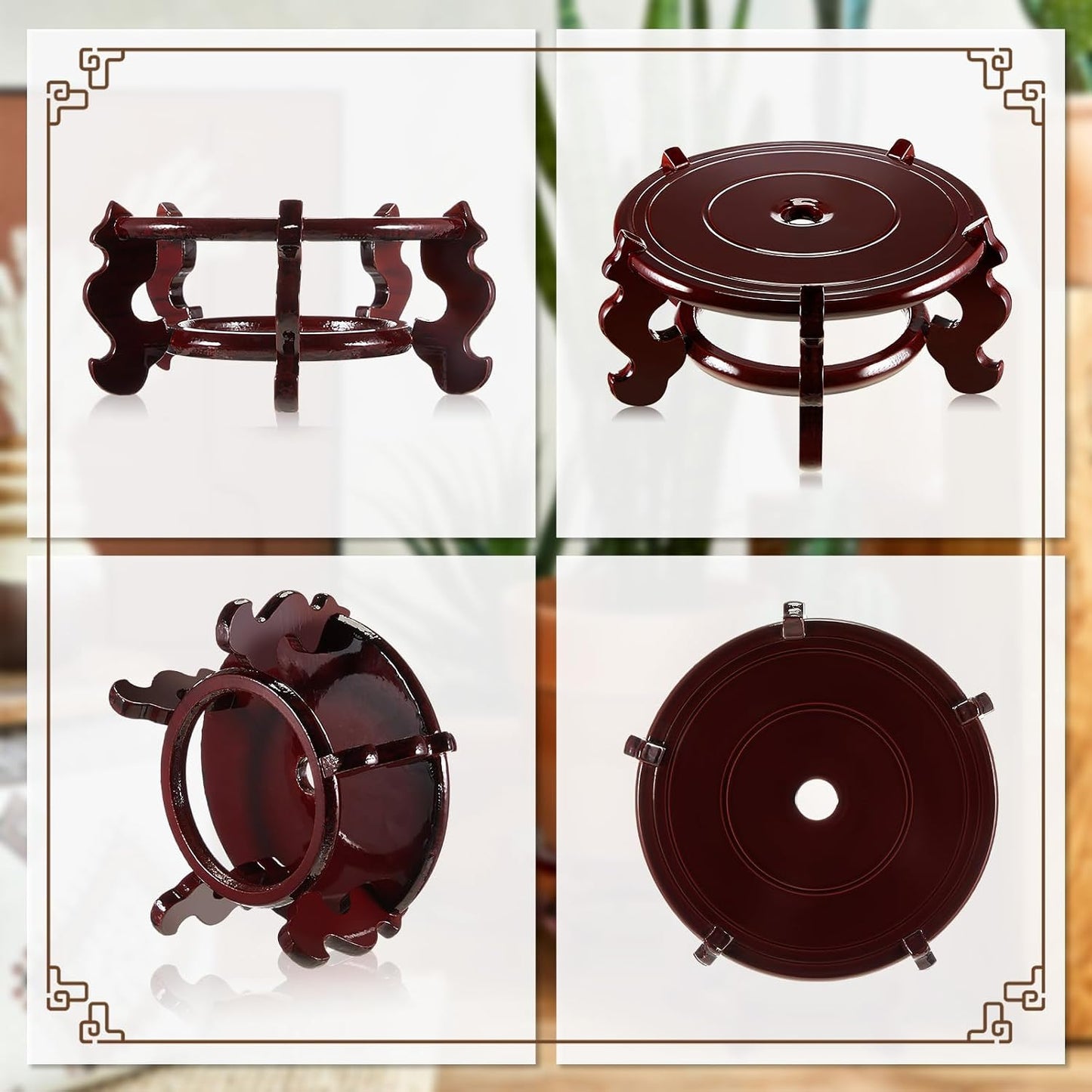 4 to in Wooden Plant Stands Indoor Chinese Oriental Plant Stand / 6 Inch / 12 Inch / Set of 2