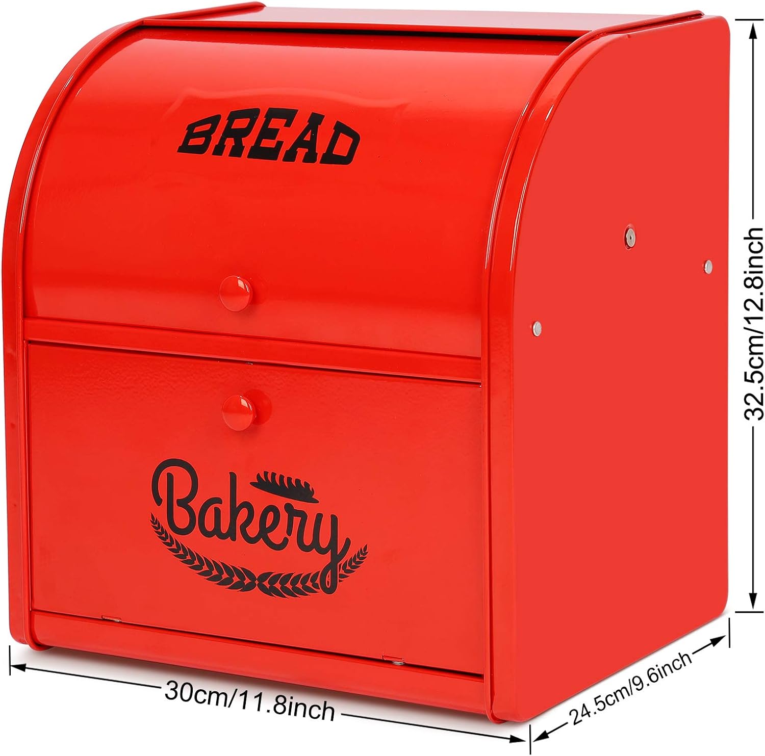 Widousy 2 Layer Metal Bread Boxes, Bread Box Storage Bin Kitchen Container with Roll Top Lid Iron Countertop Containers