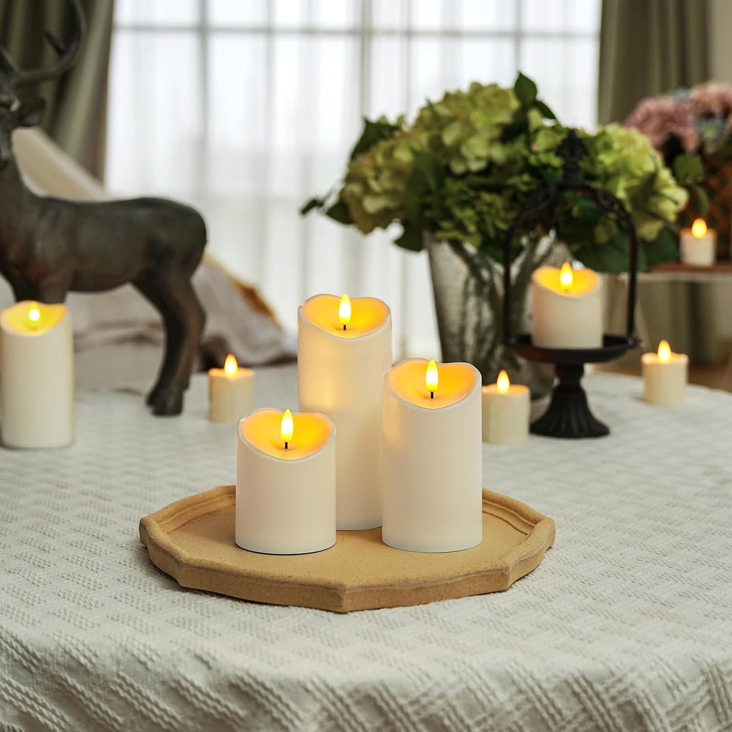 Homemory Flameless Candles with Timer and Remote Control, Battery Operated LED Candles, Realistic Fake Plastic Candles