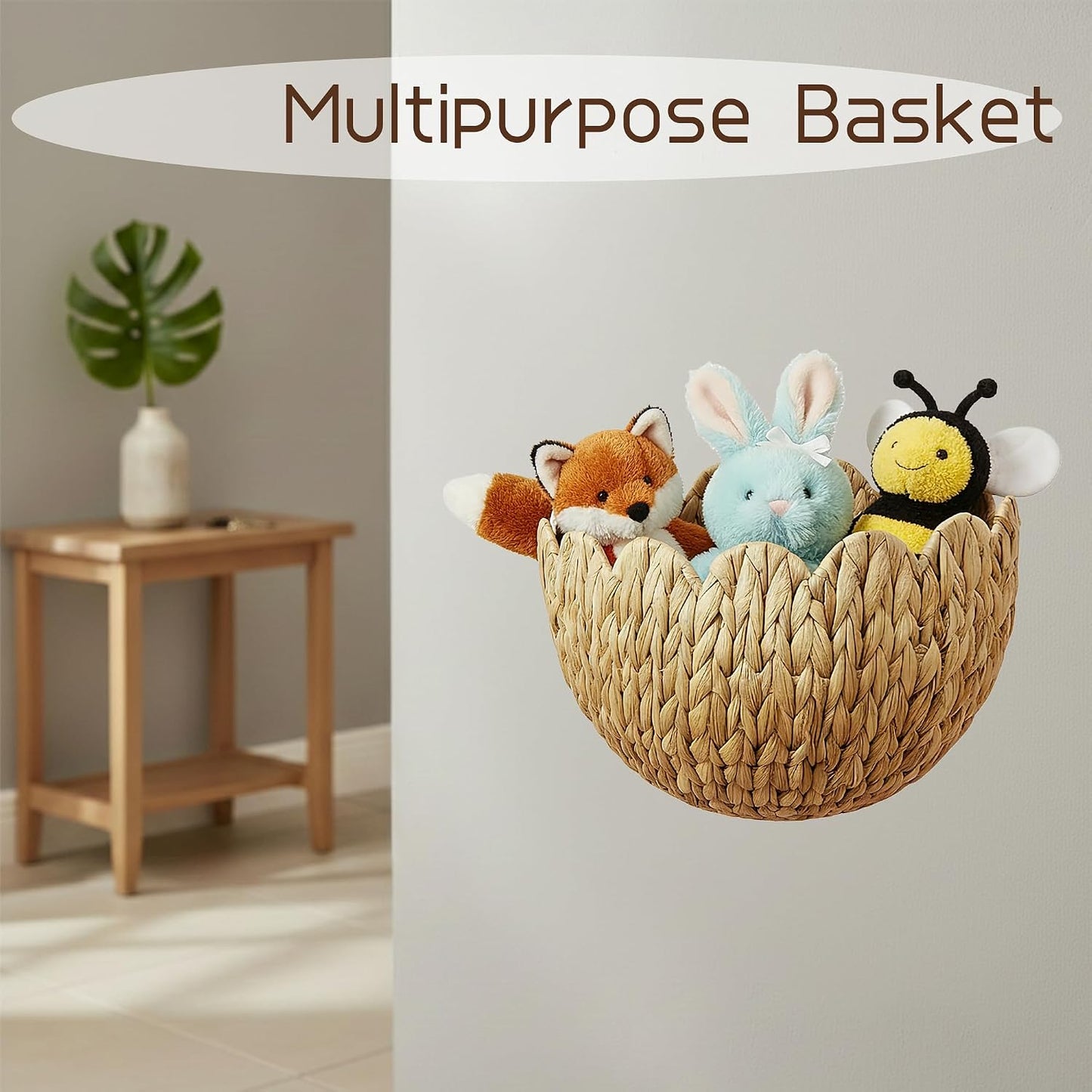 Handwoven Water Hyacinth Scalloped Basket