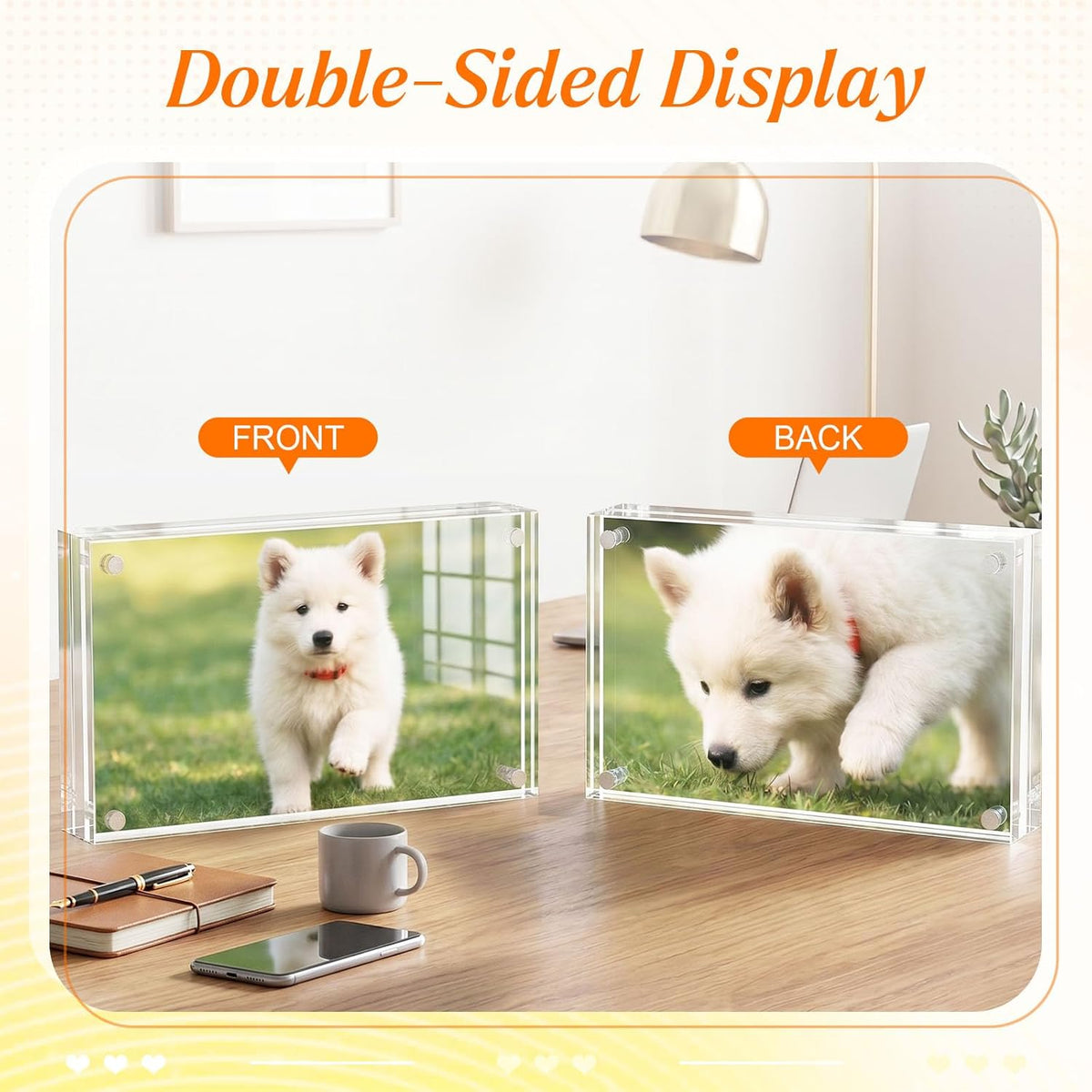 10 Pcs 3.5x5 Wallet Size Magnetic Photo Frames, Acrylic Picture Frames | 20mm Thicker Double Side Acrylic Photo Frame