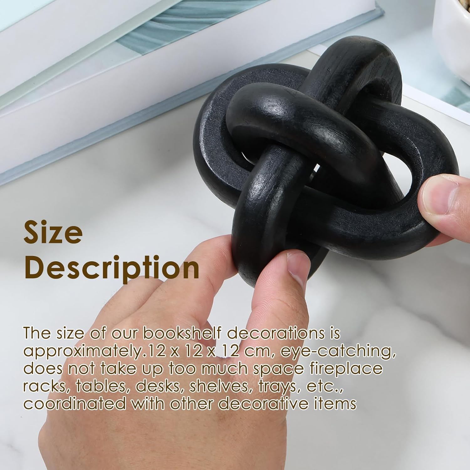 Wood Chain Link Decor 3 Link Wood Knot Decor Wood Knot Art Decorative Wooden Links Knots / Black