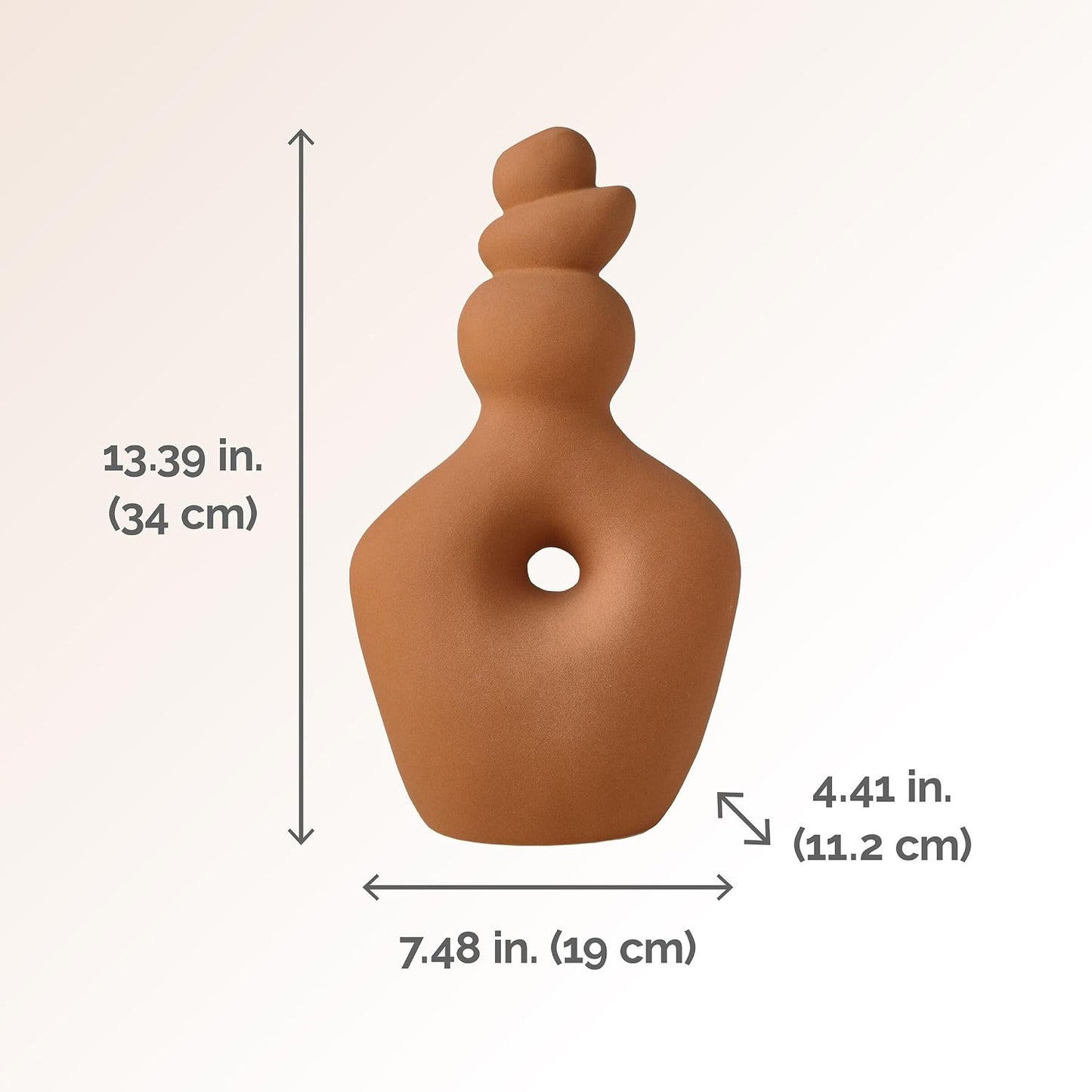Terracotta Twist Ceramic Stoneware Vase / Teracotta / 13.4 Inch / 13.5 Inch