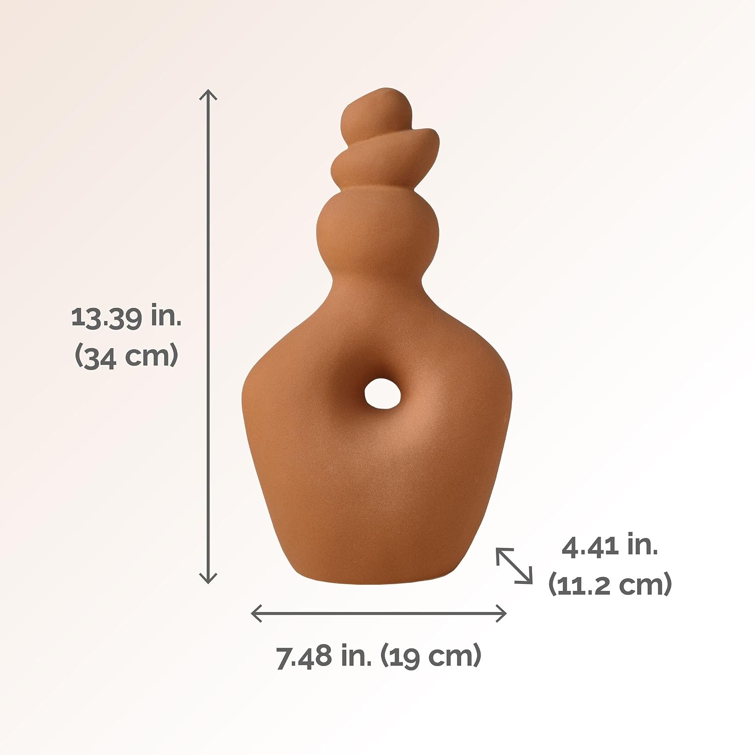 Terracotta Twist Ceramic Stoneware Vase / Teracotta / 13.4 Inch / 13.5 Inch