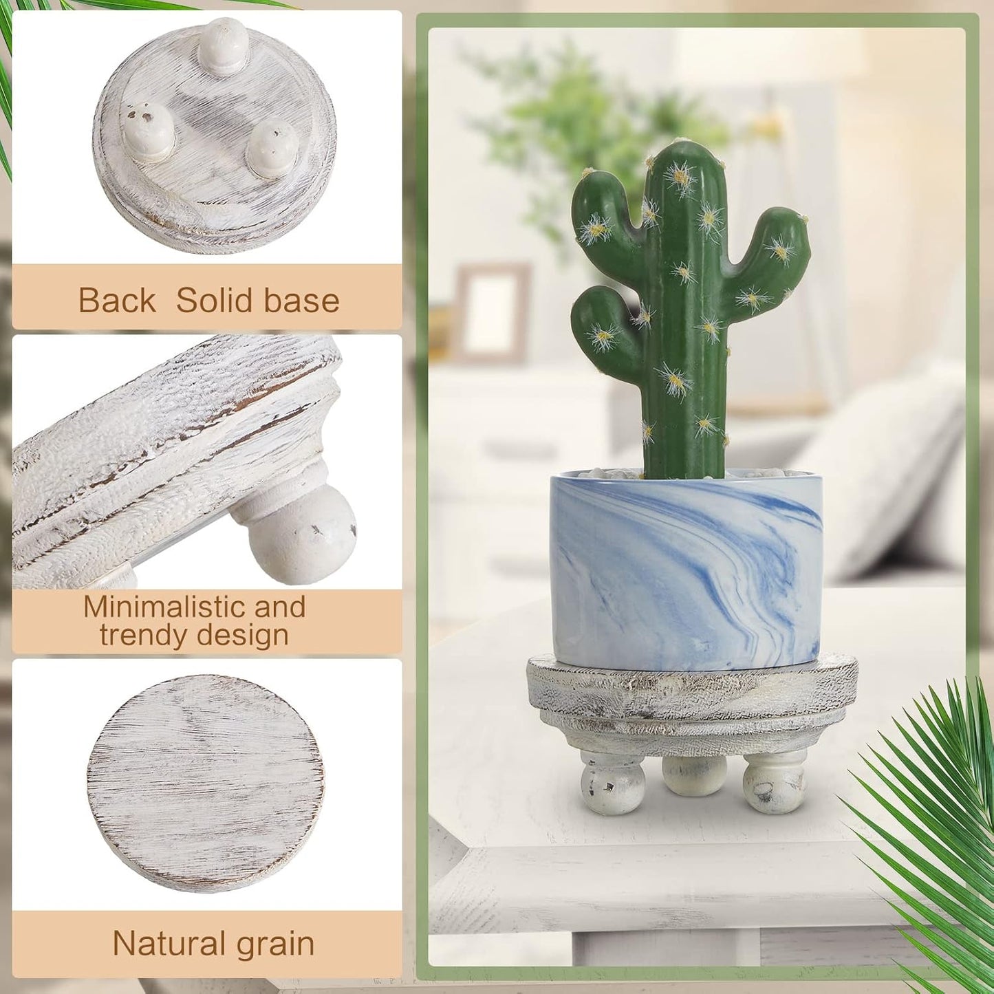 Mini Wood Risers for Decor Round Wooden Riser Small Wooden Stool Display Stand / White / Set of 2