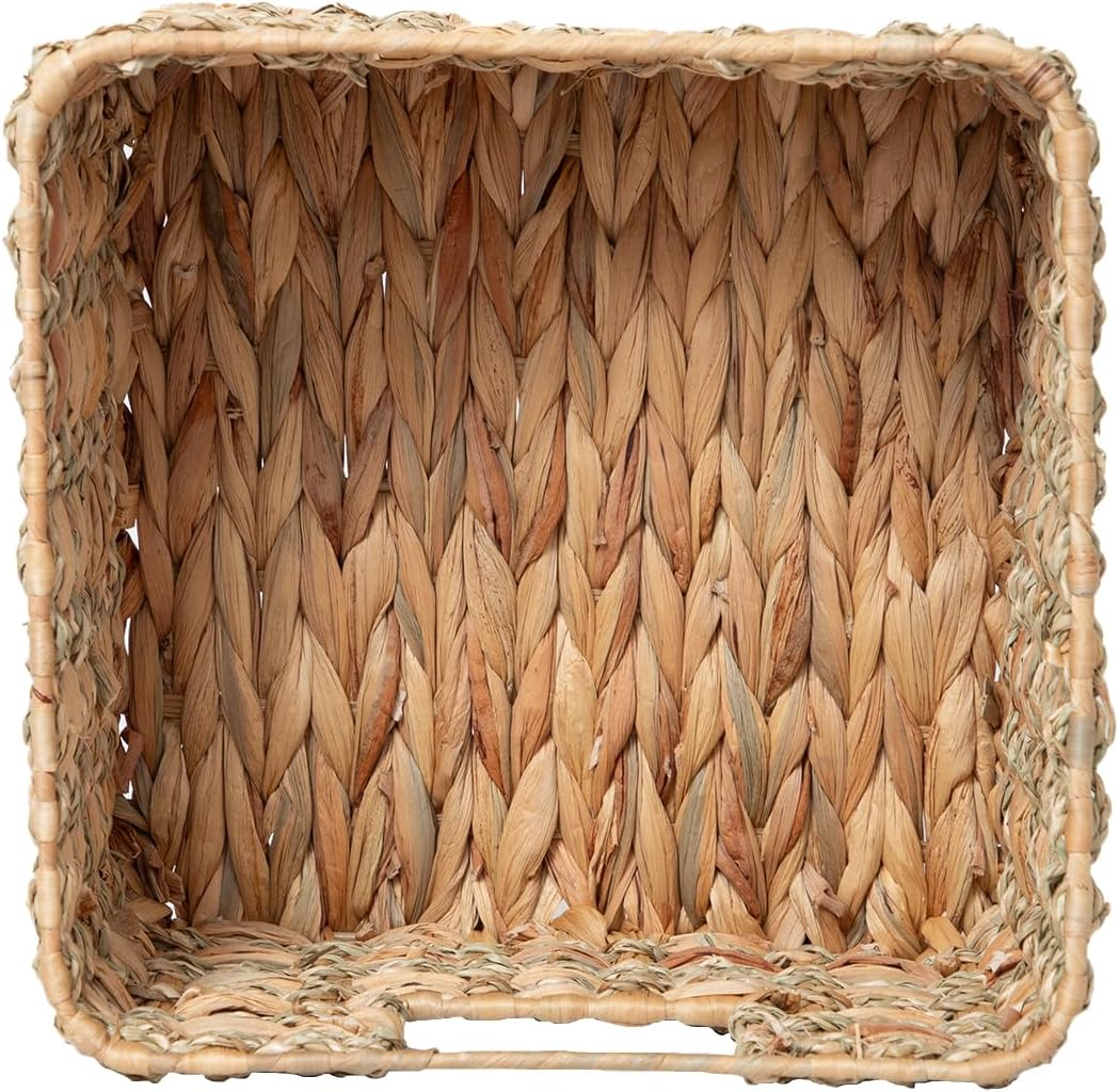Metal Frame / Artisan Woven Rustic Organizer / 10.6 x 10.6 x 6.7 / Small