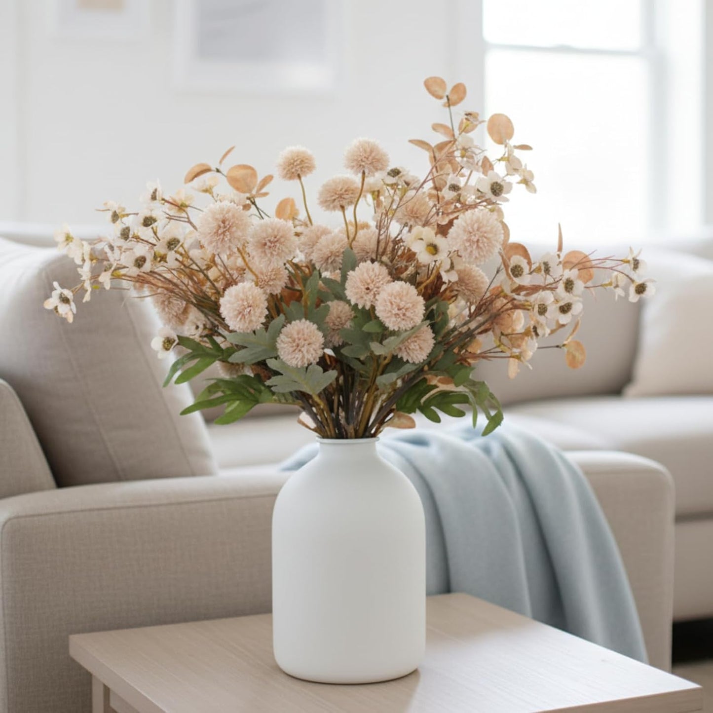 Large Vase / Big Iron Vase for Long Stem Flowers / White