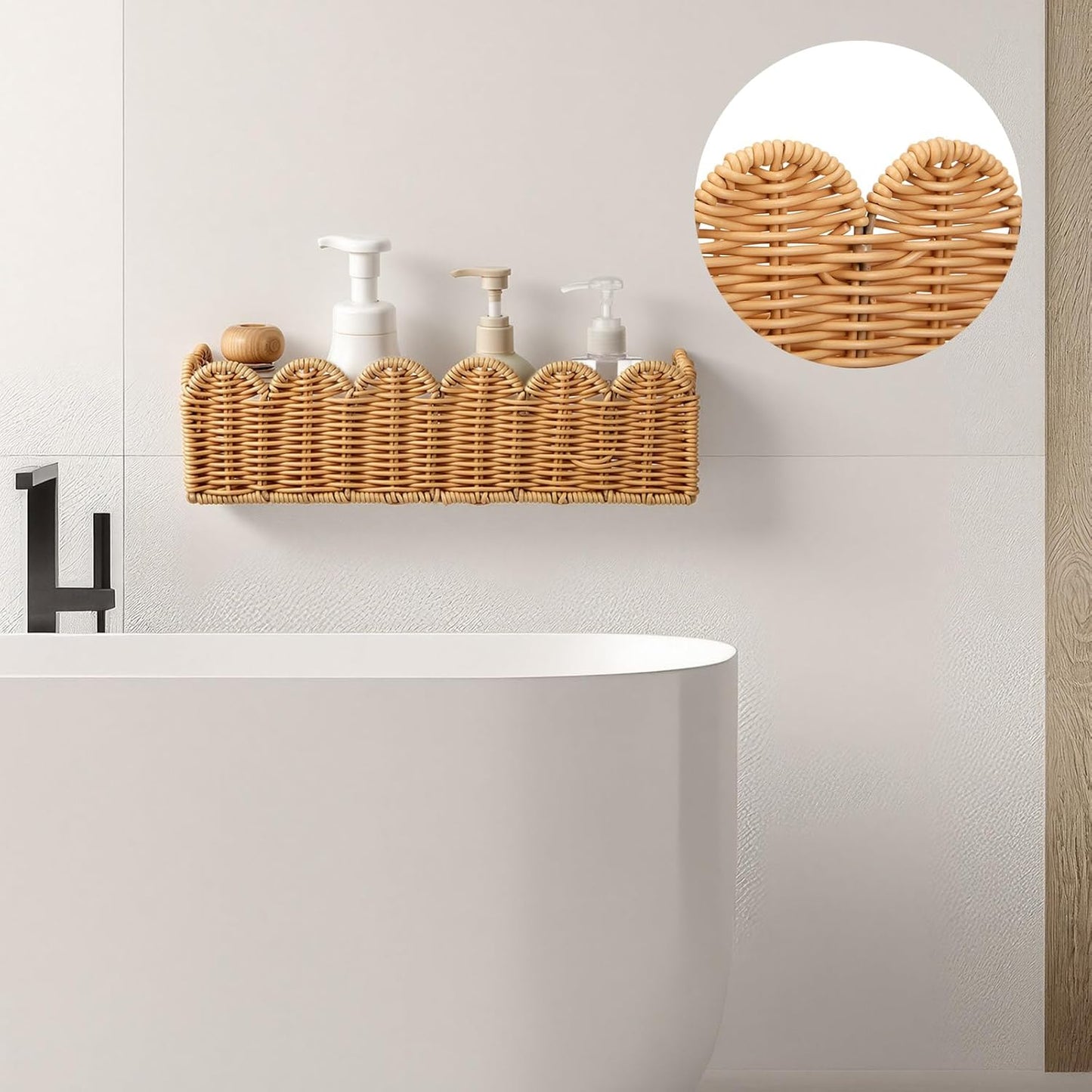 Wicker Wall Bathroom Shelves / Set of 2