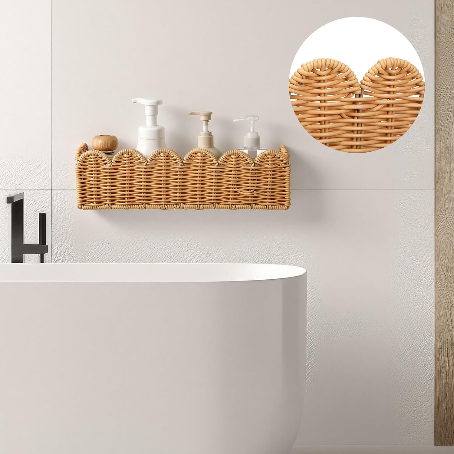 Wicker Wall Bathroom Shelves / Set of 2
